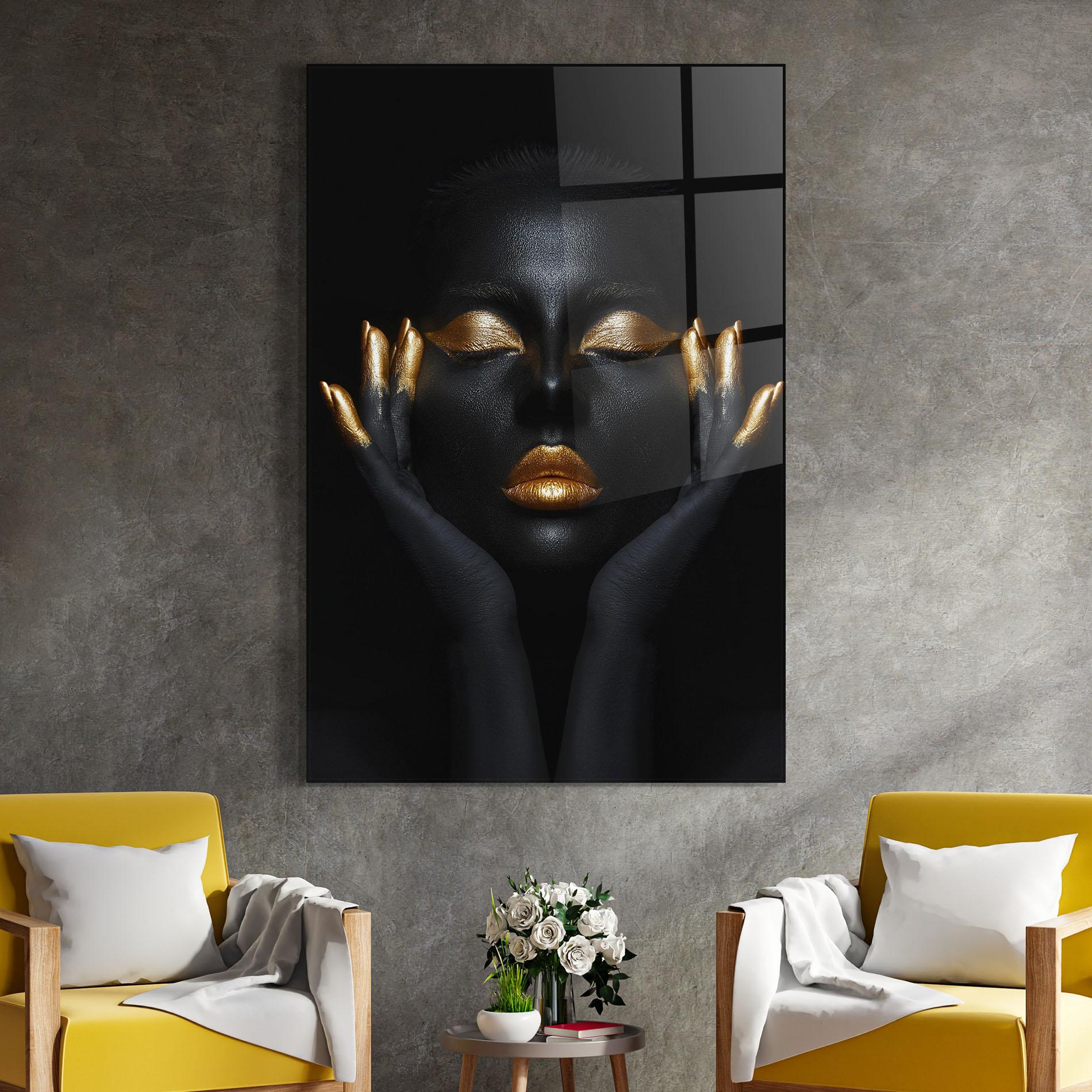 Glasbild Fingertips Gold Makeup mockup 4