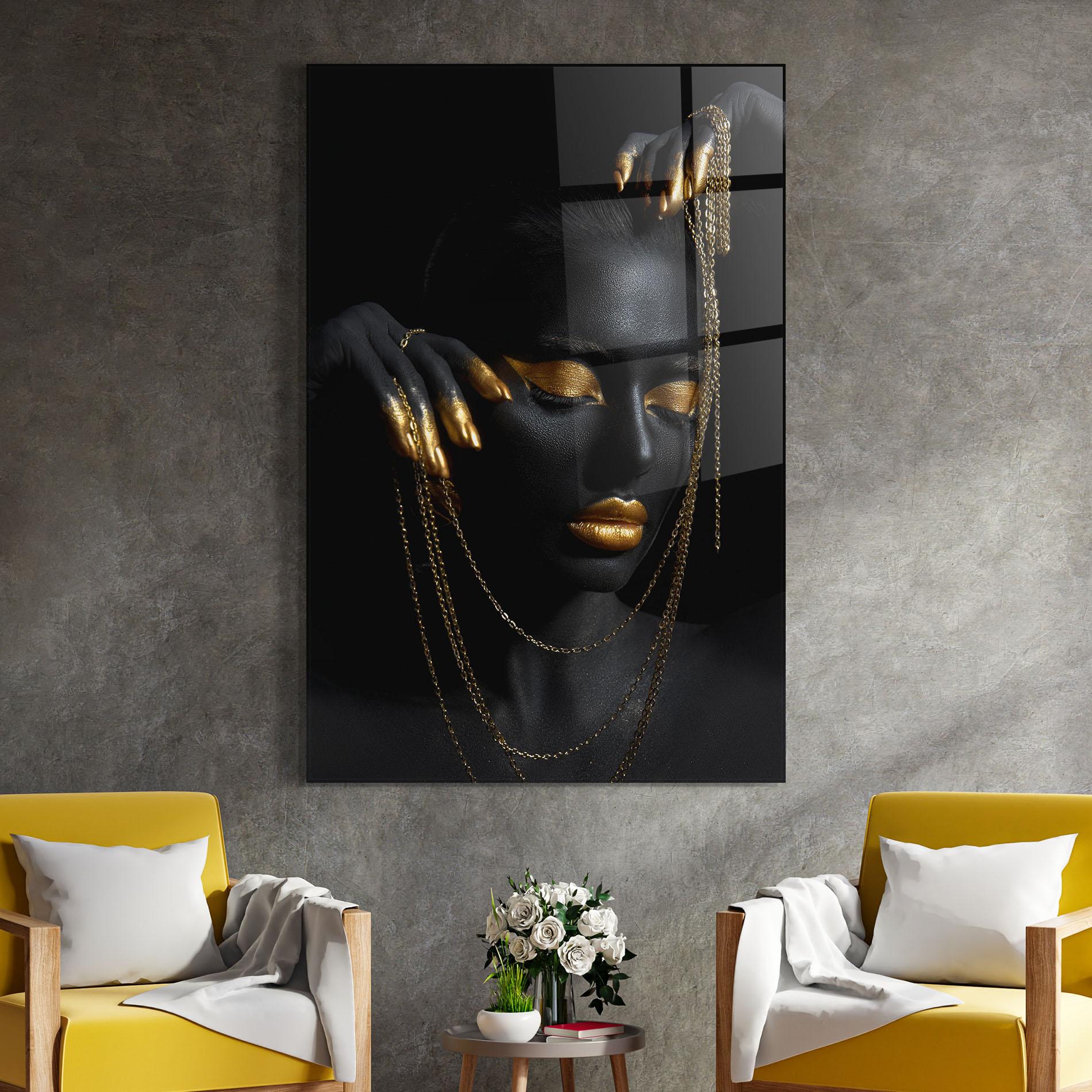 Glasbild Gold Black Skin mockup 4