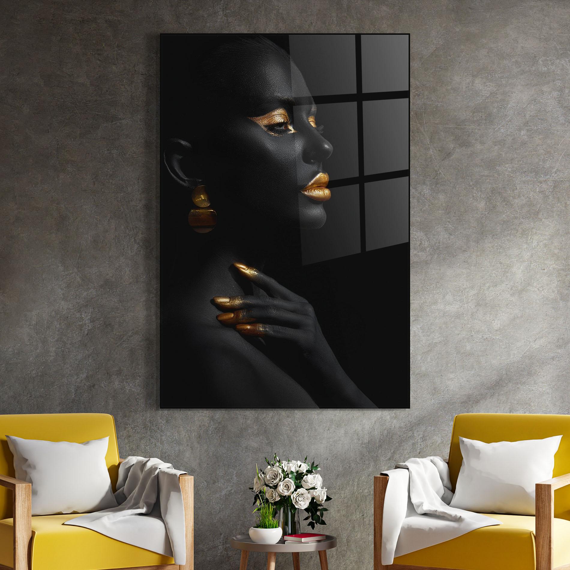 Glasbild Lips Gold Eyelids mockup 4