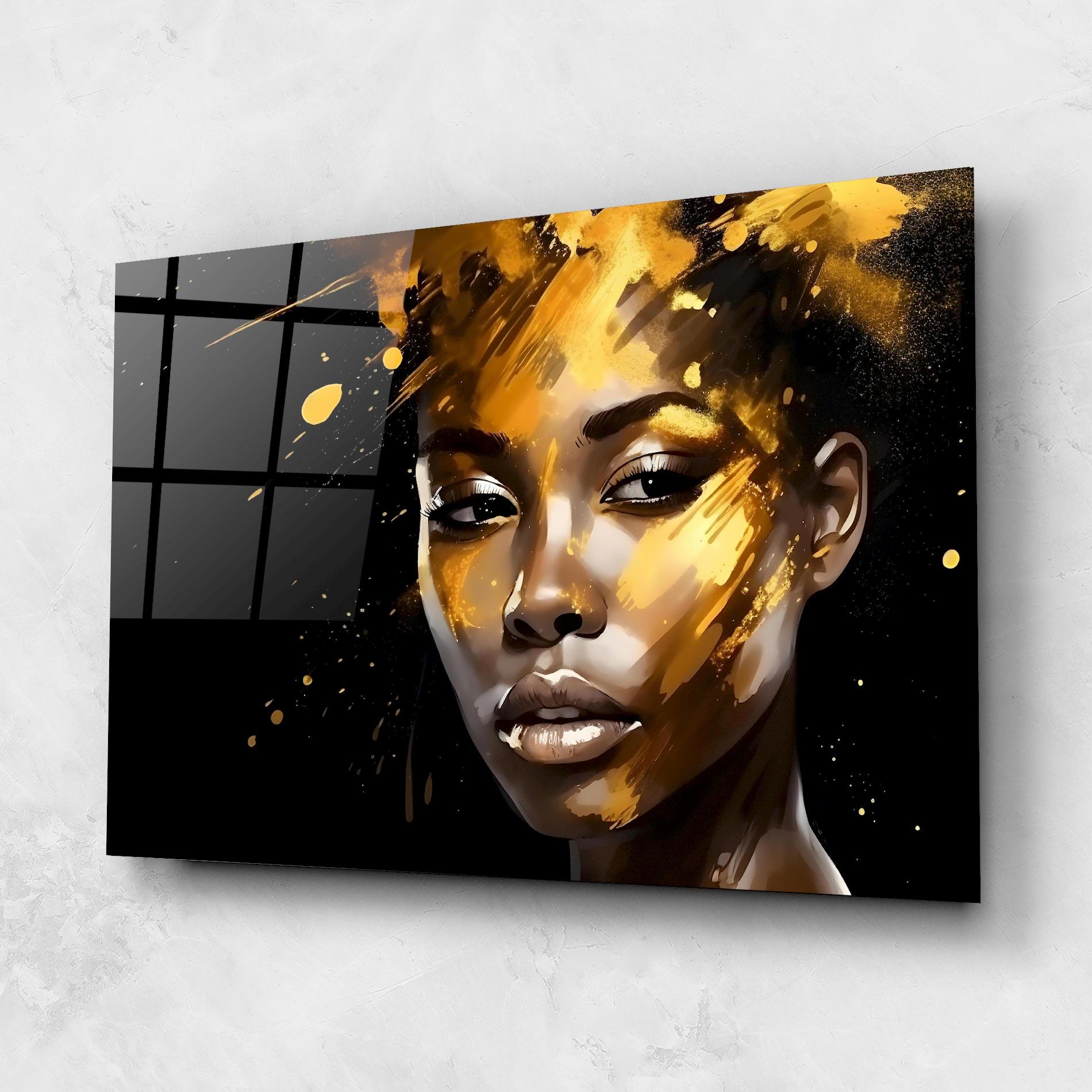 Glasbild African Gold Woman mockup 1