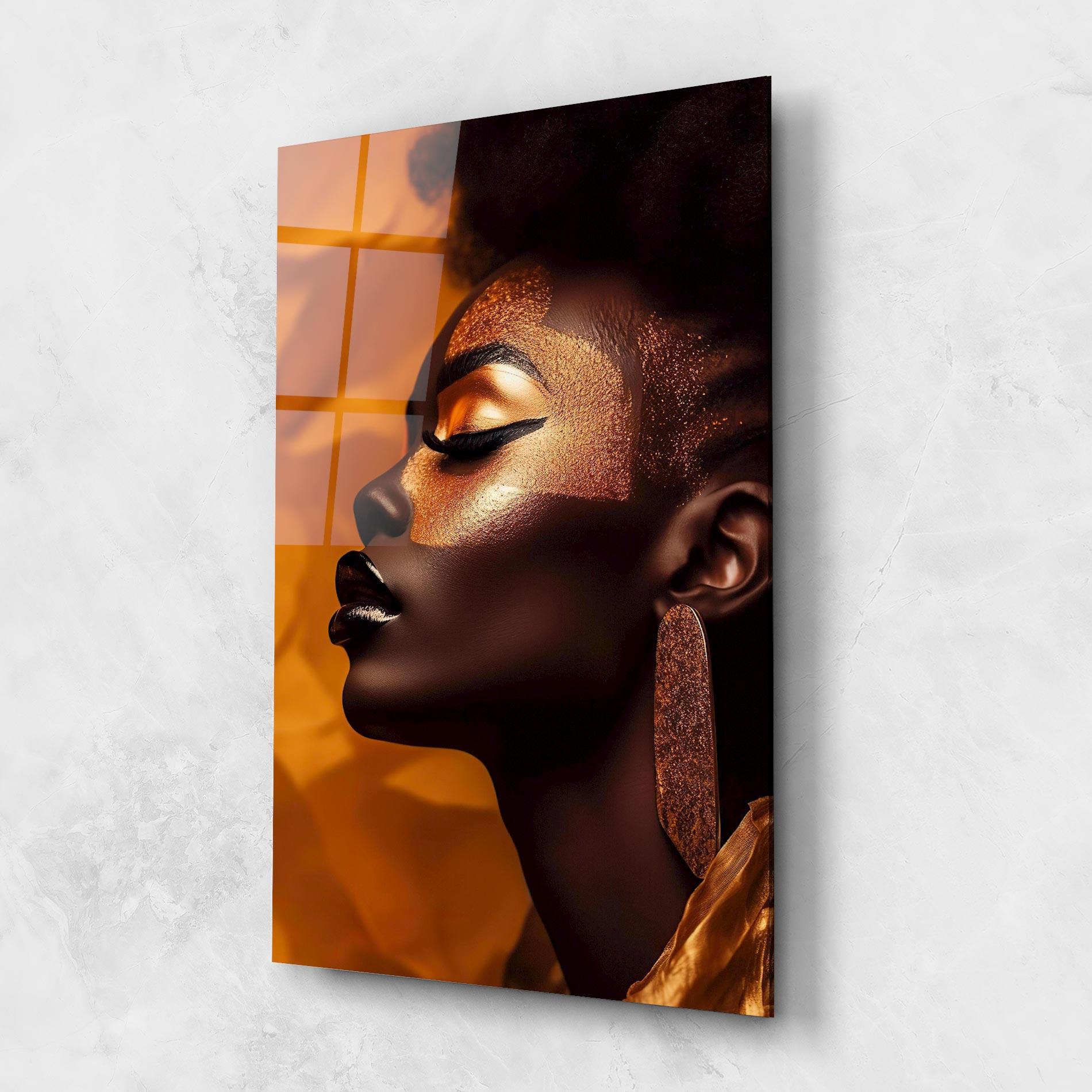 Glasbild Fashion Gold Portrait mockup 1