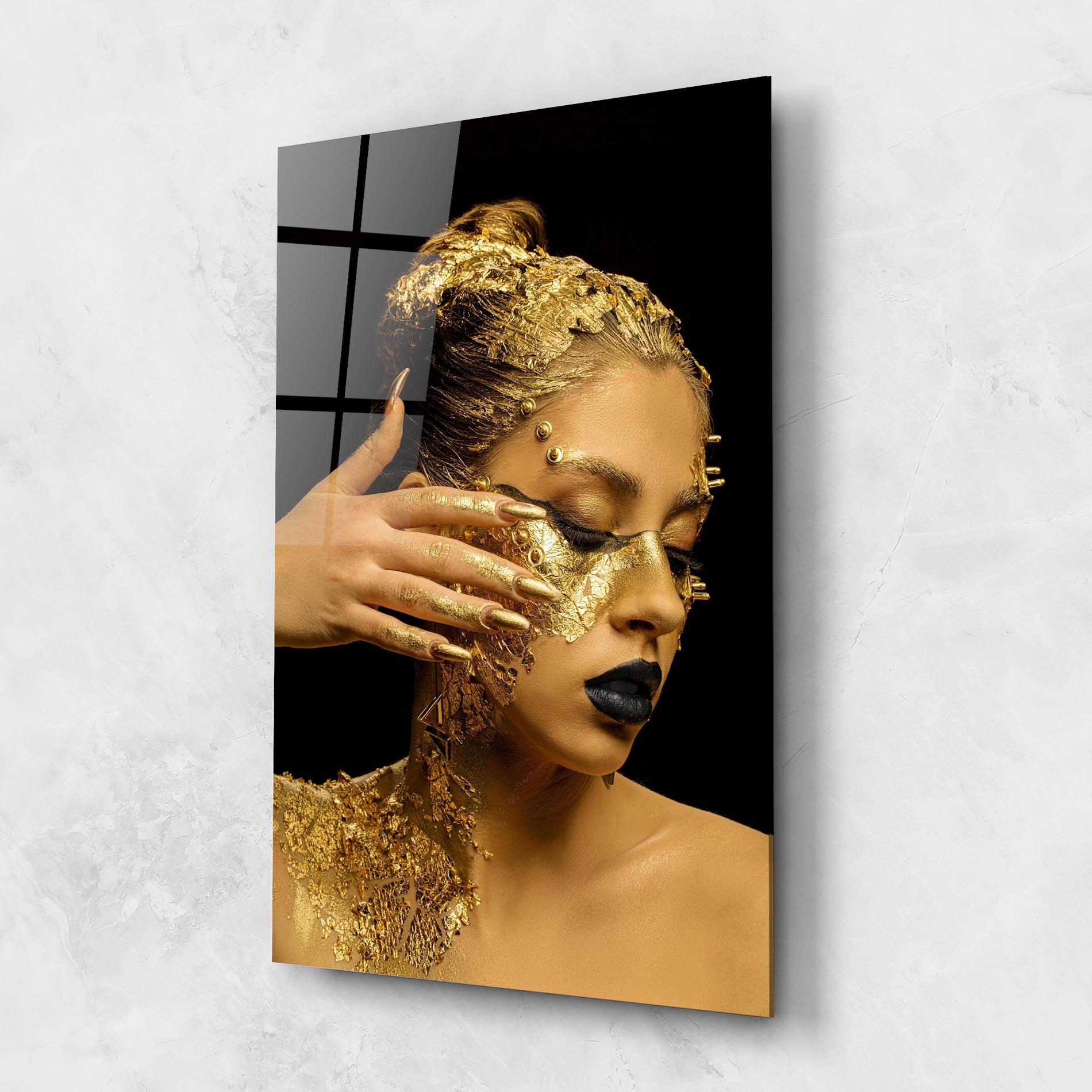 Glasbild Festive Golden Makeup mockup 1