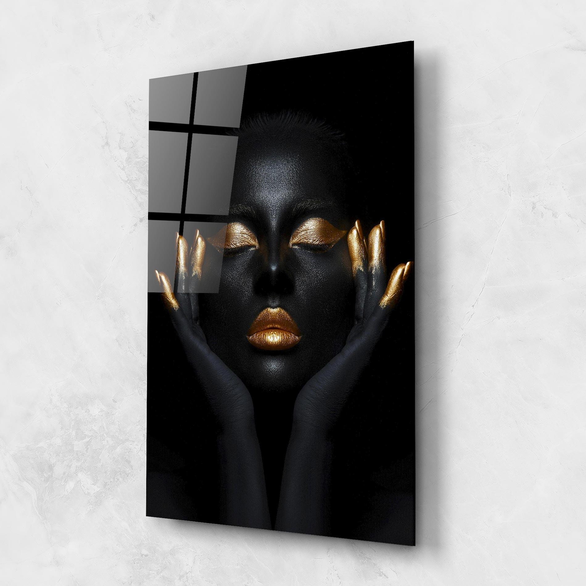 Glasbild Fingertips Gold Makeup mockup 1