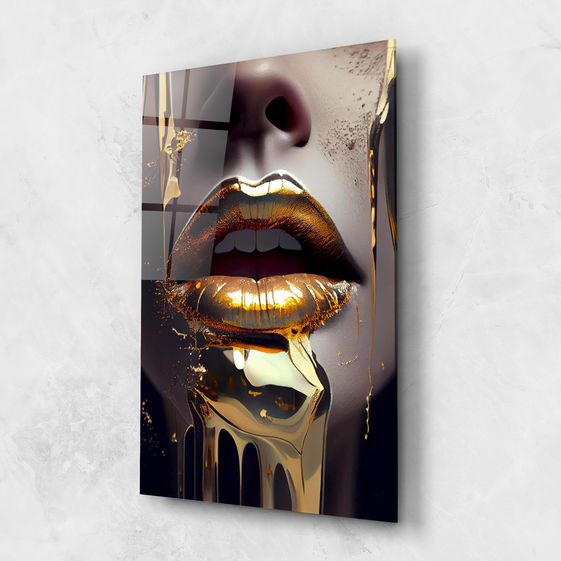 Glasbild Glamorous Gold Lips mockup 1