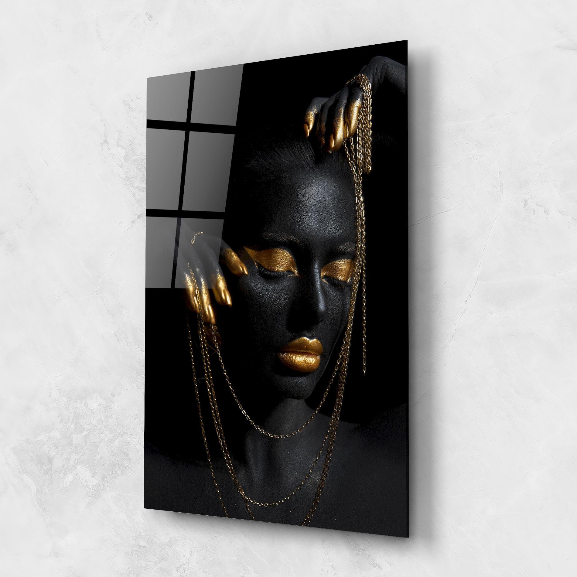 Glasbild Gold Black Skin mockup 1