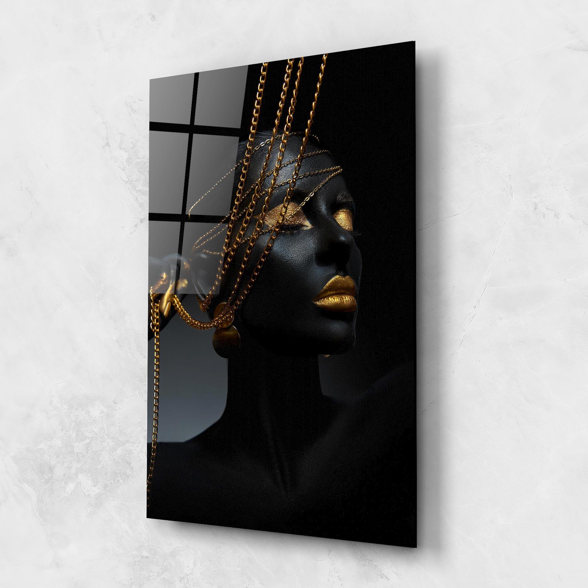 Glasbild Gold Chain Fingertips mockup 1