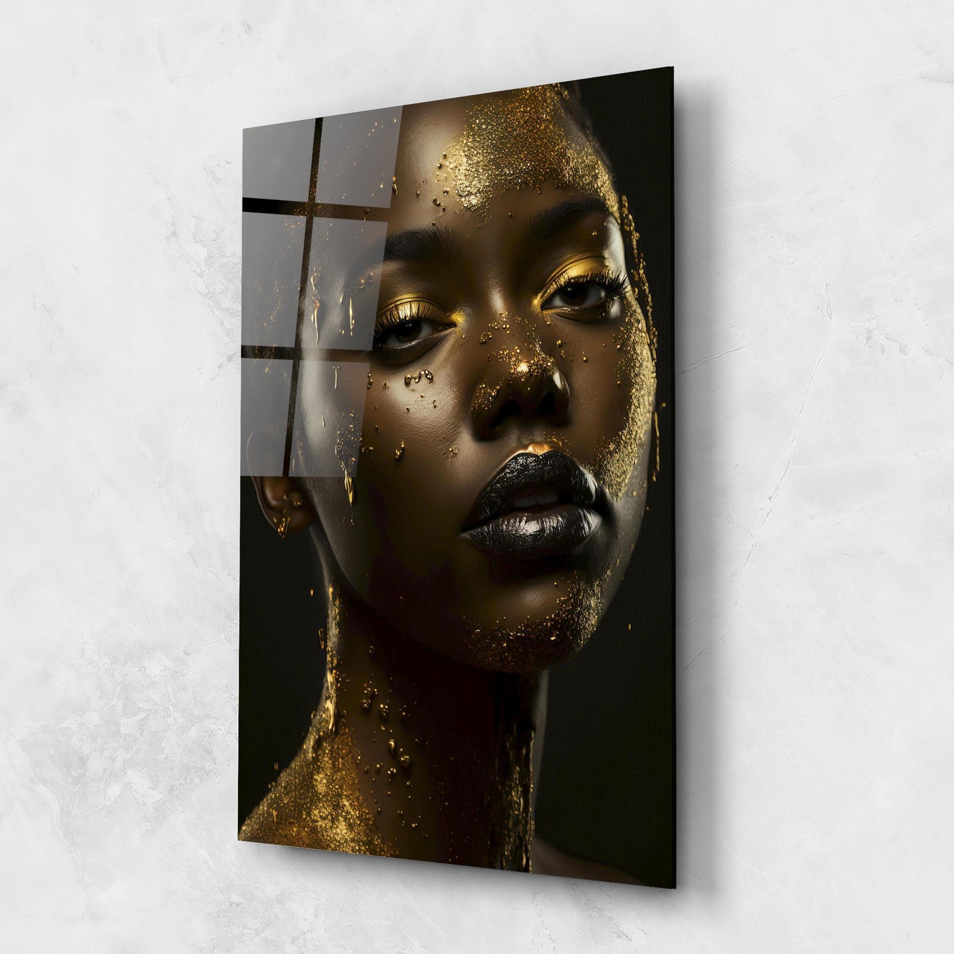 Glasbild Gold Sparkling Woman mockup 1