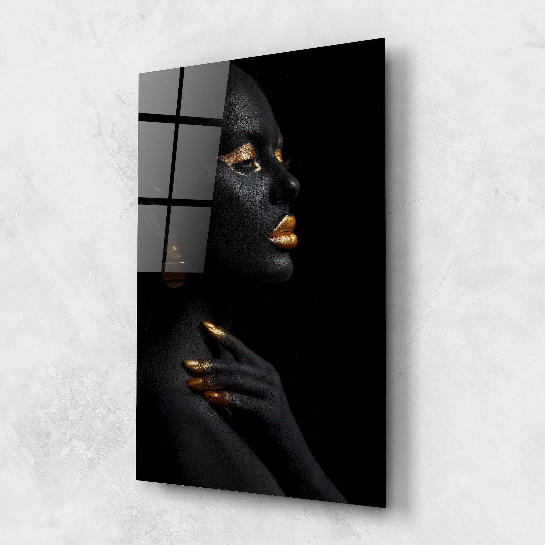 Glasbild Lips Gold Eyelids mockup 1