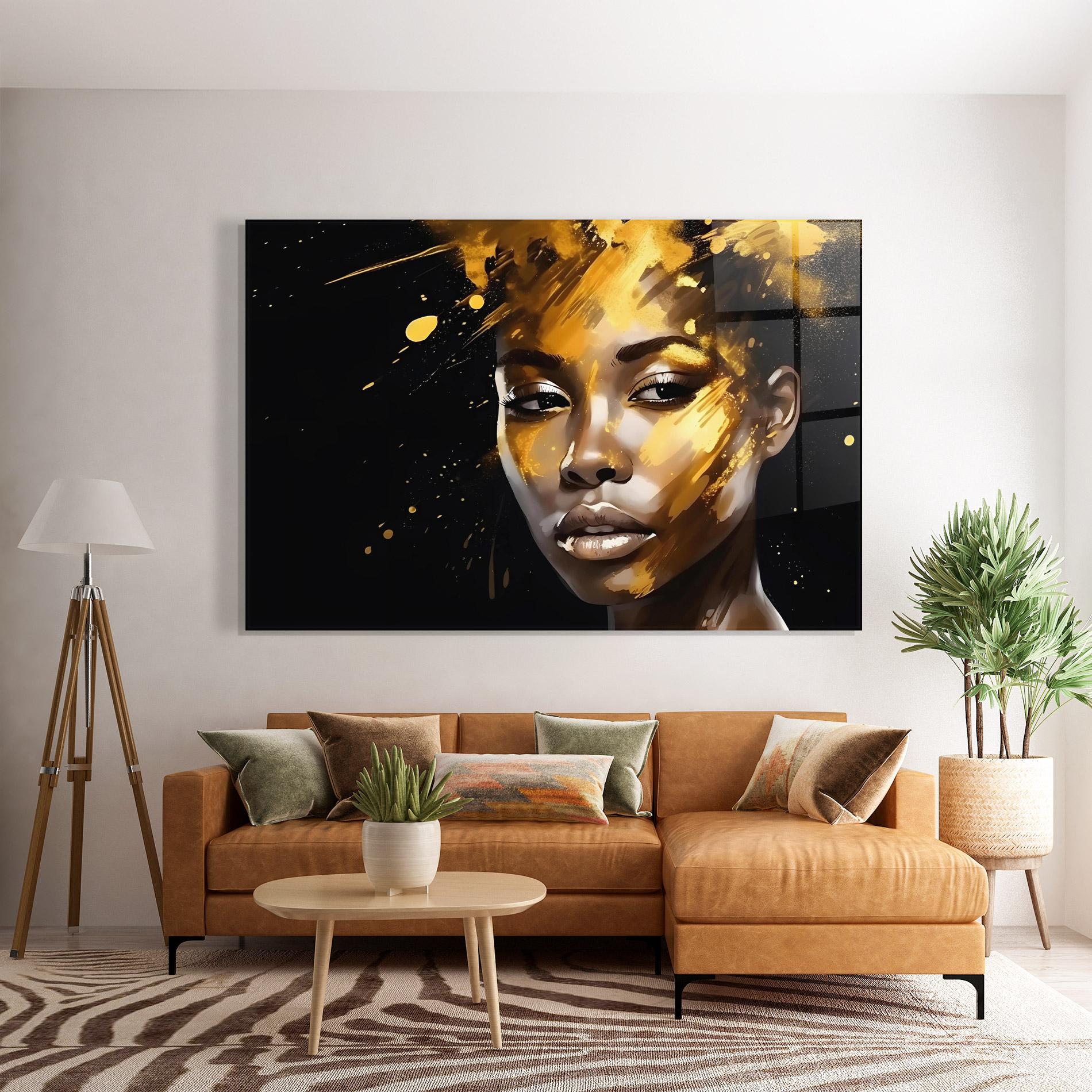 Glasbild African Gold Woman mockup 7