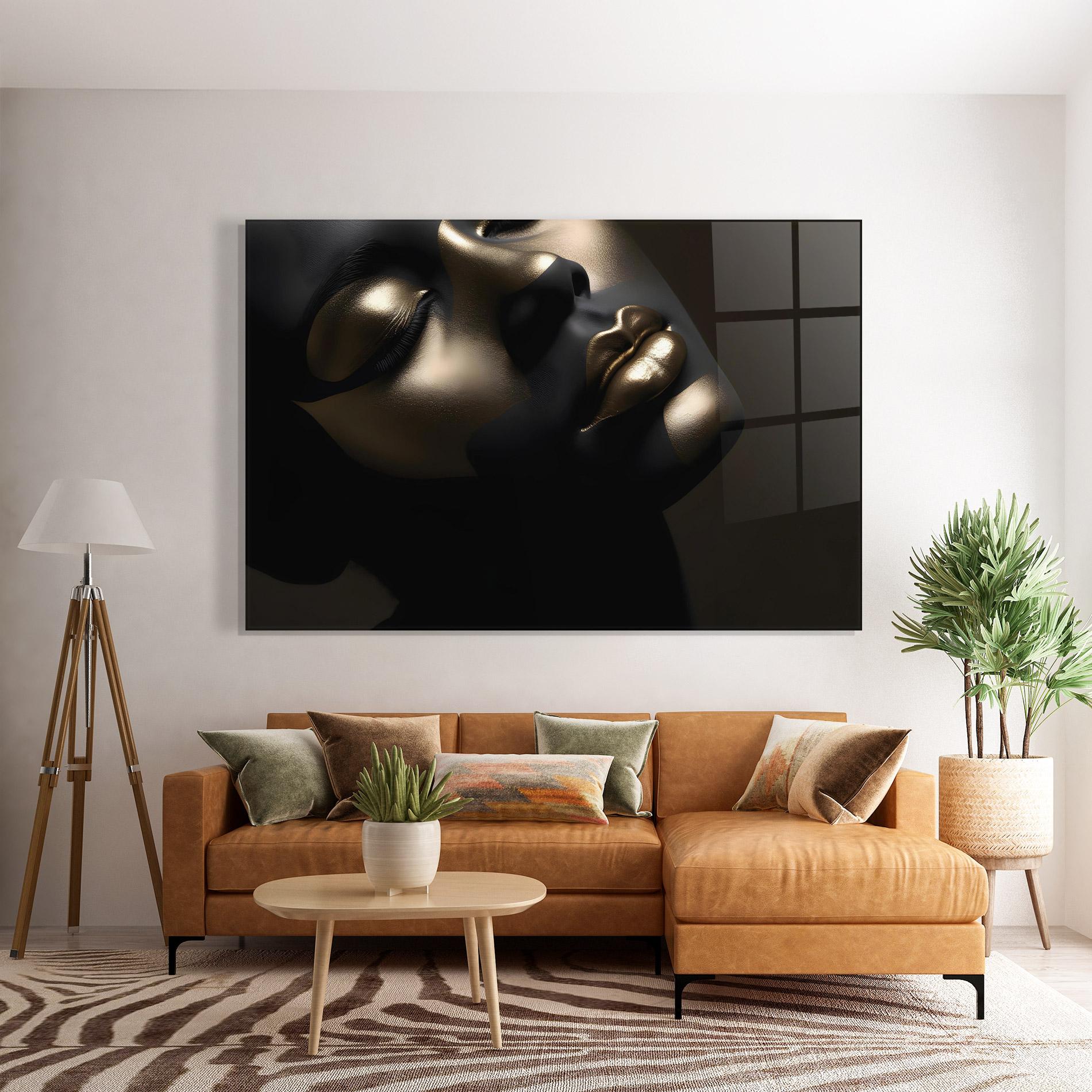 Glasbild Dark Gold Face mockup 7