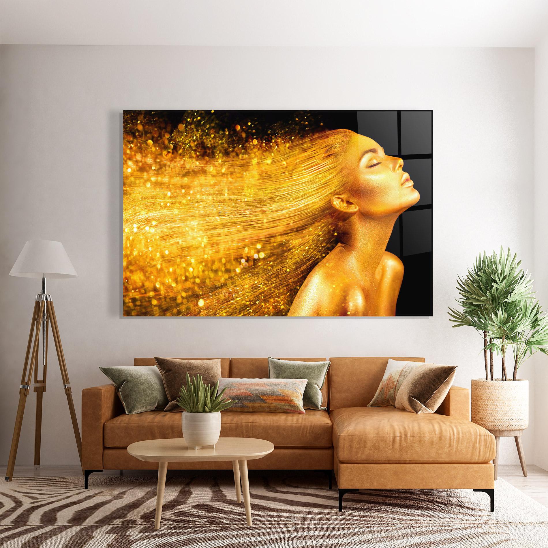 Glasbild Golden Girl mockup 7