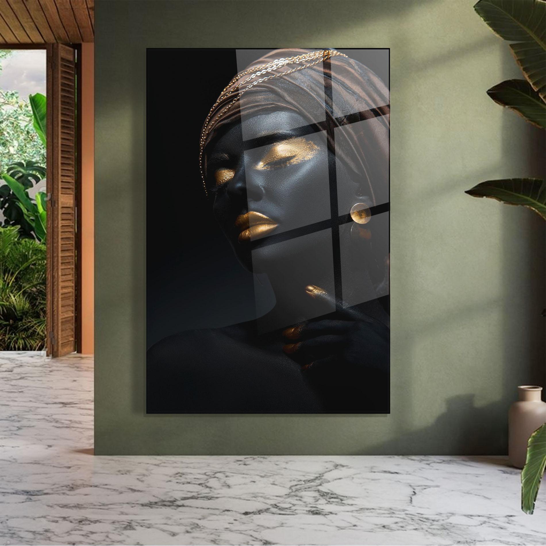 Glasbild Black Gold Skin mockup 7