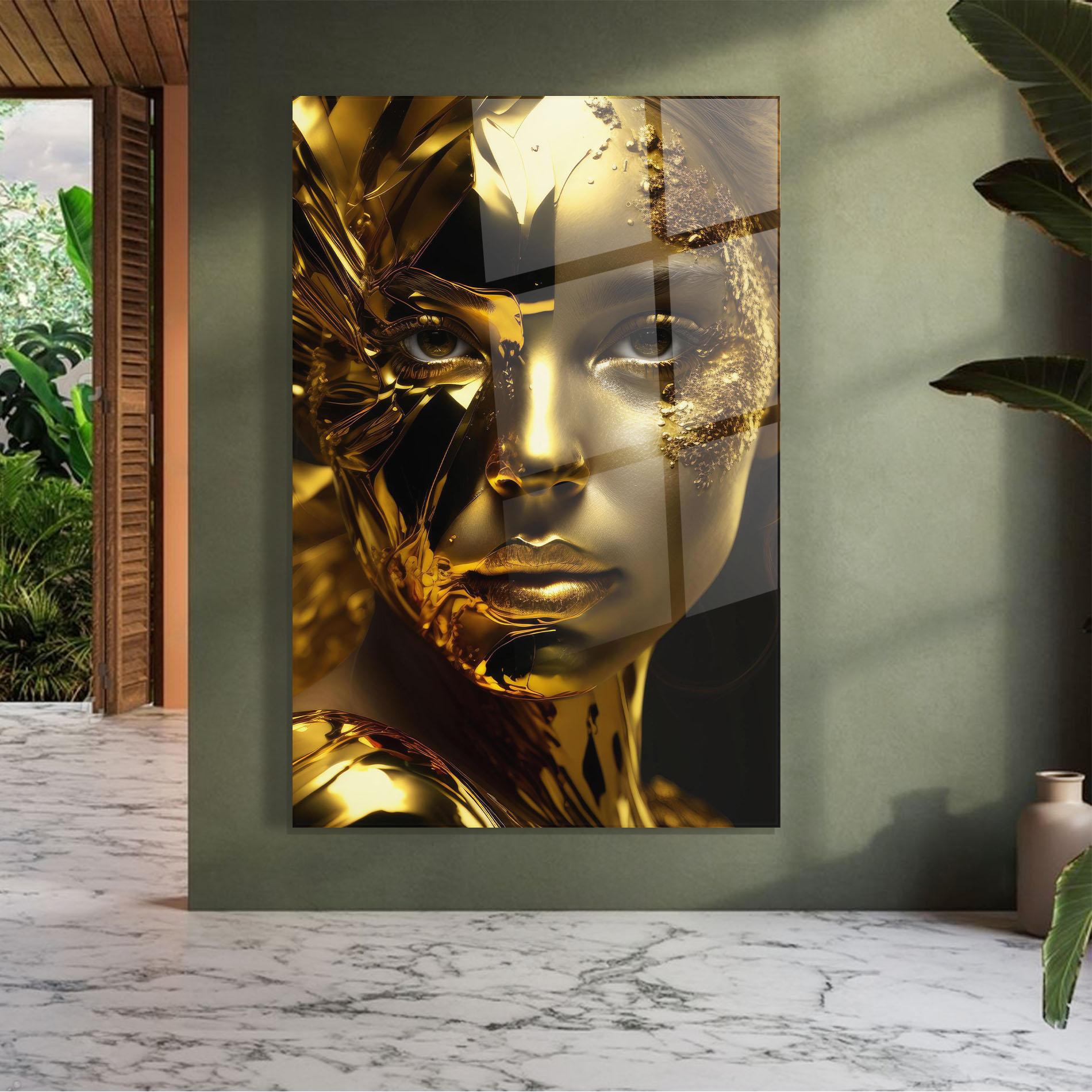 Glasbild Covered By Gold mockup 7