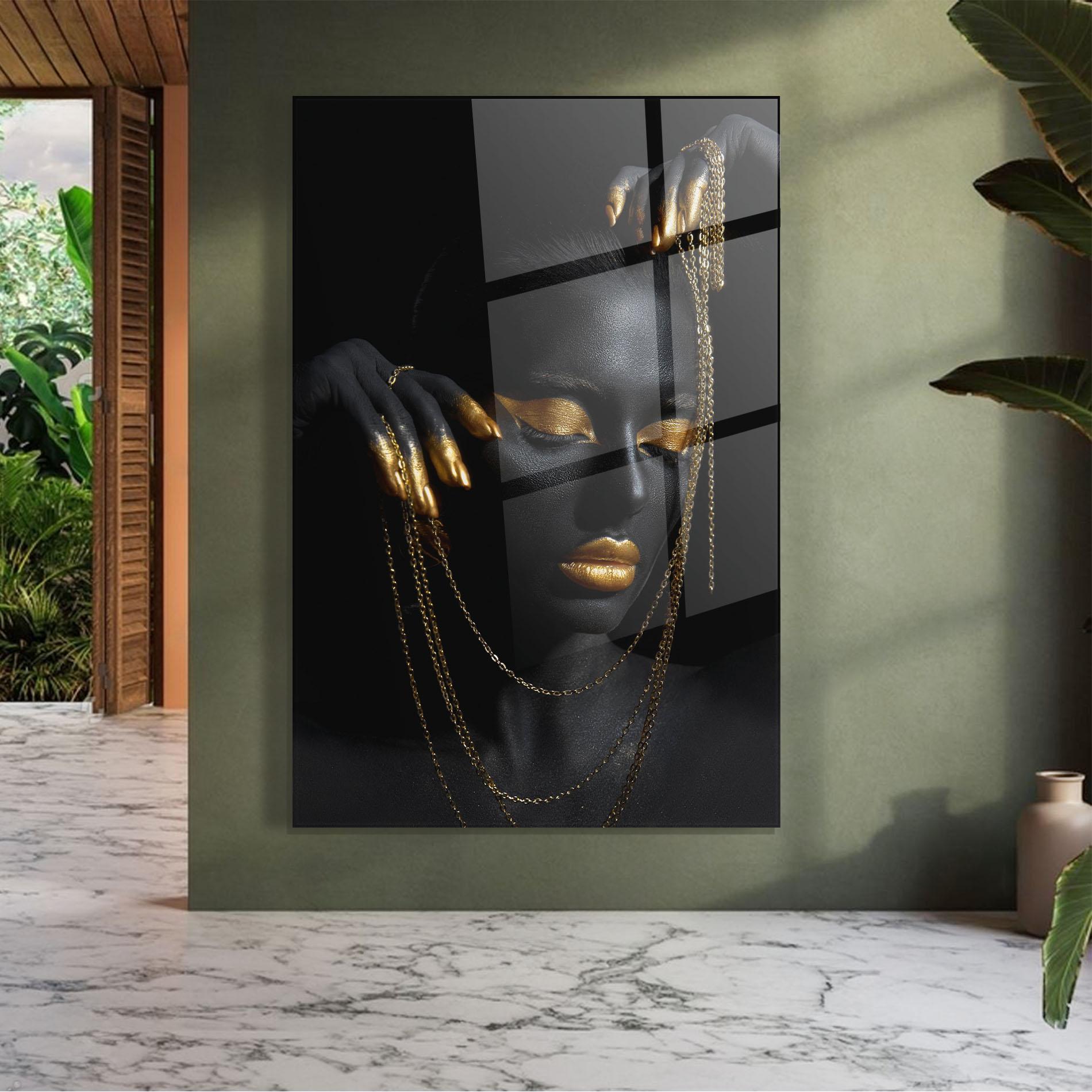 Glasbild Gold Black Skin mockup 7