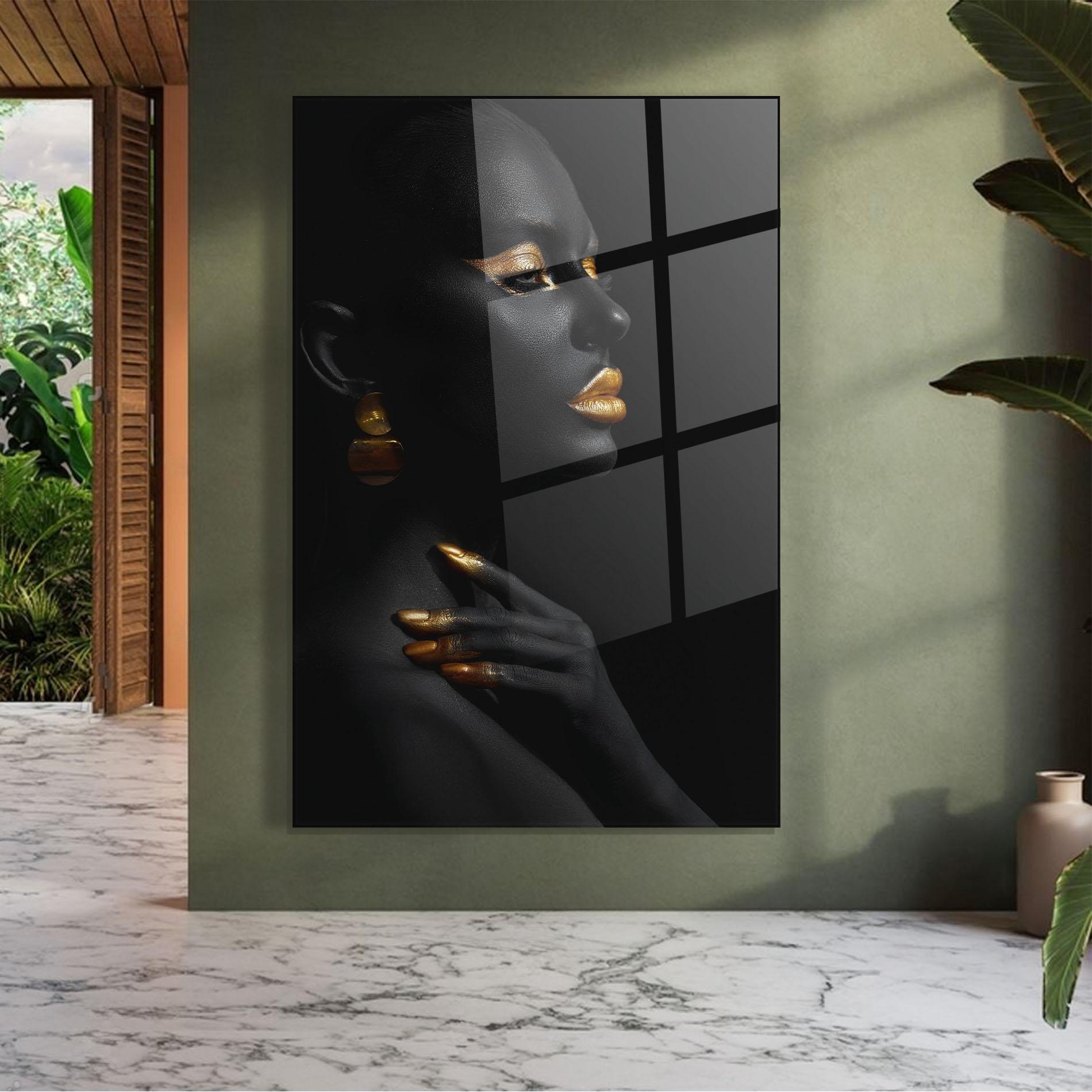 Glasbild Lips Gold Eyelids mockup 7