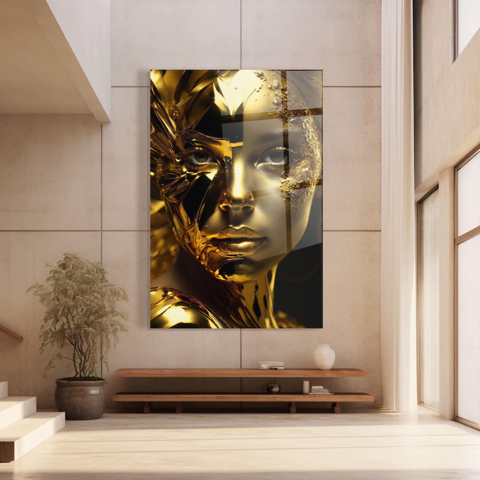 Glasbild Covered By Gold mockup 8