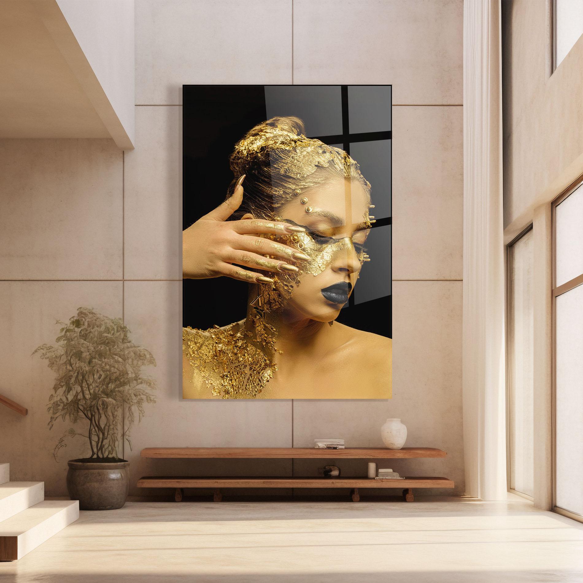 Glasbild Festive Golden Makeup mockup 8