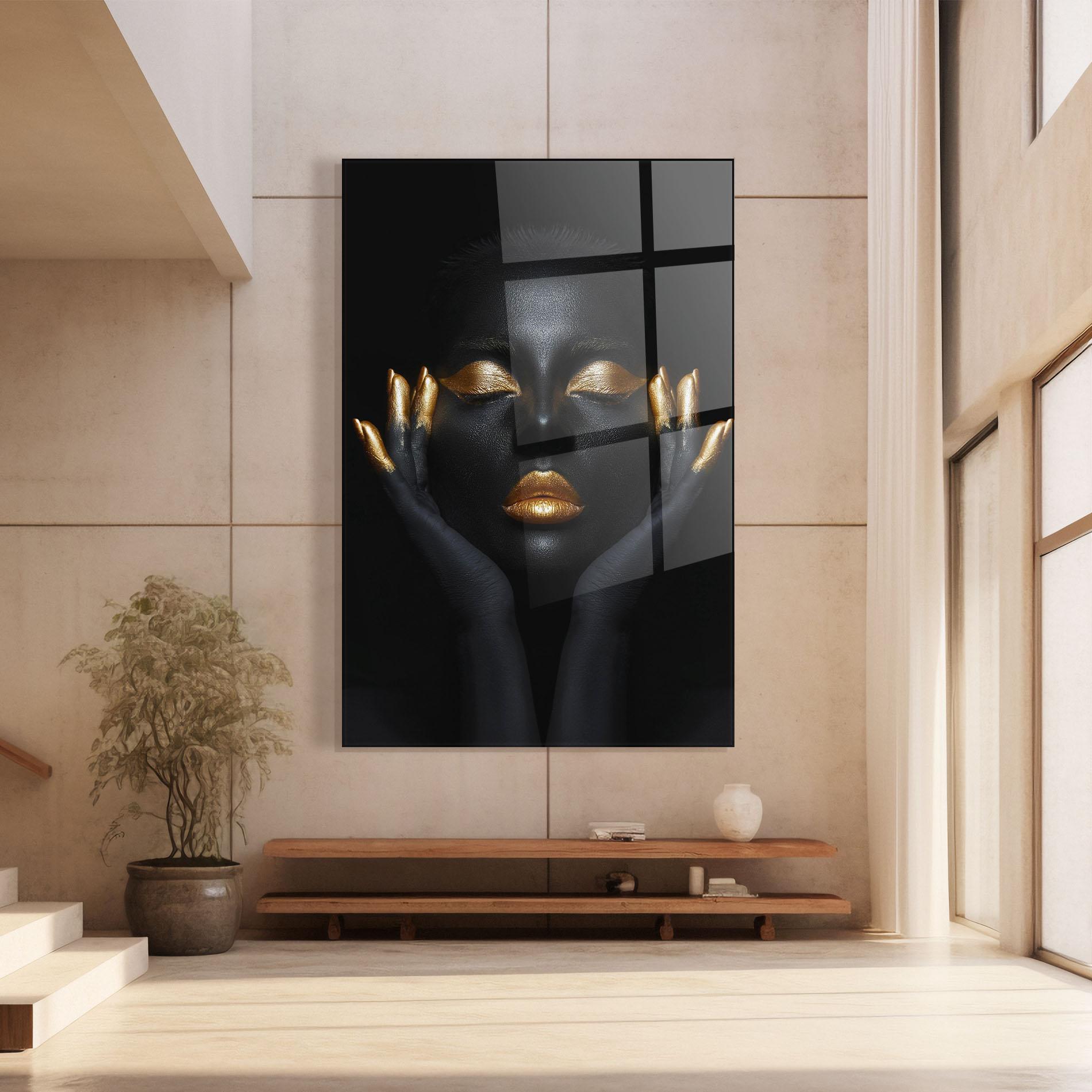 Glasbild Fingertips Gold Makeup mockup 8