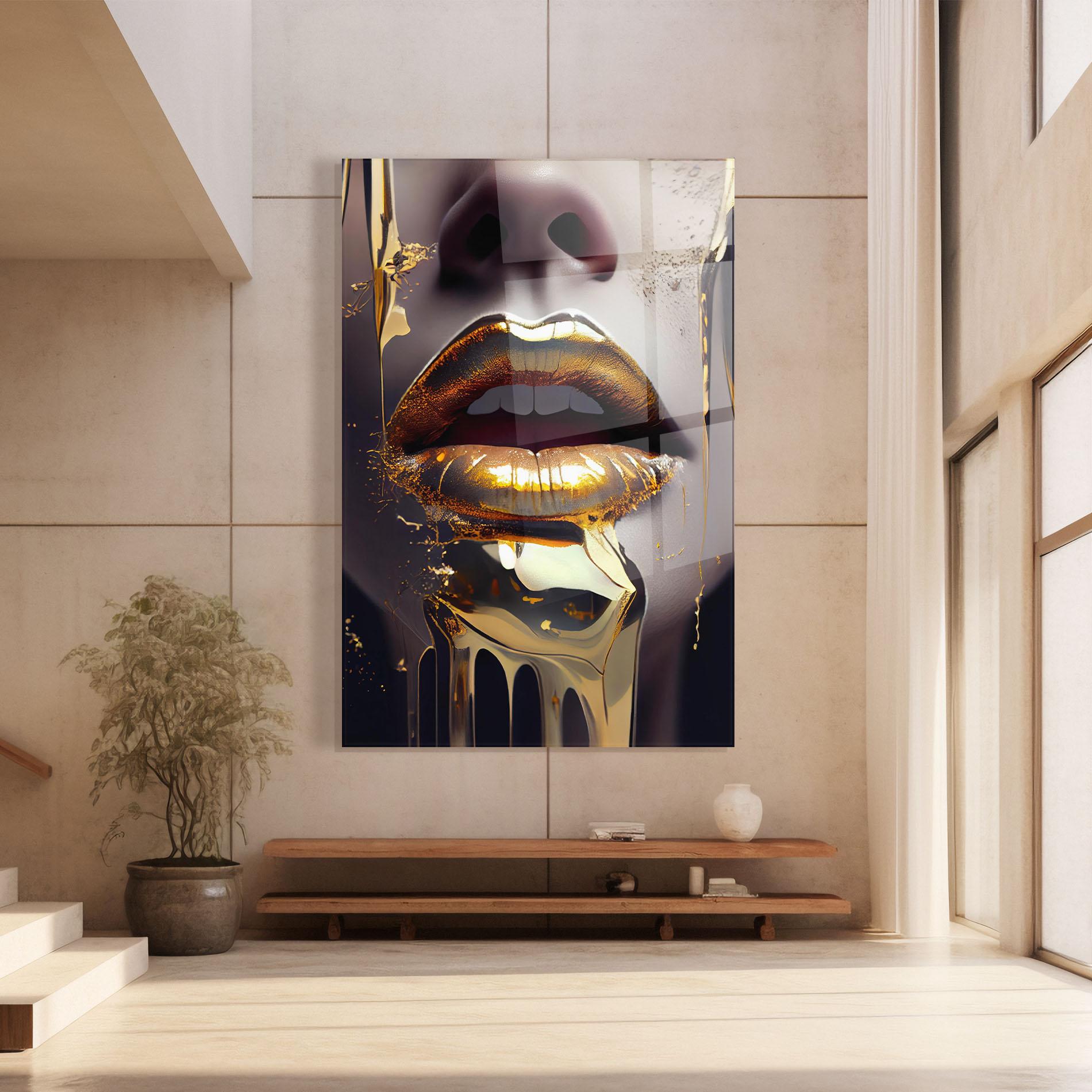 Glasbild Glamorous Gold Lips mockup 8