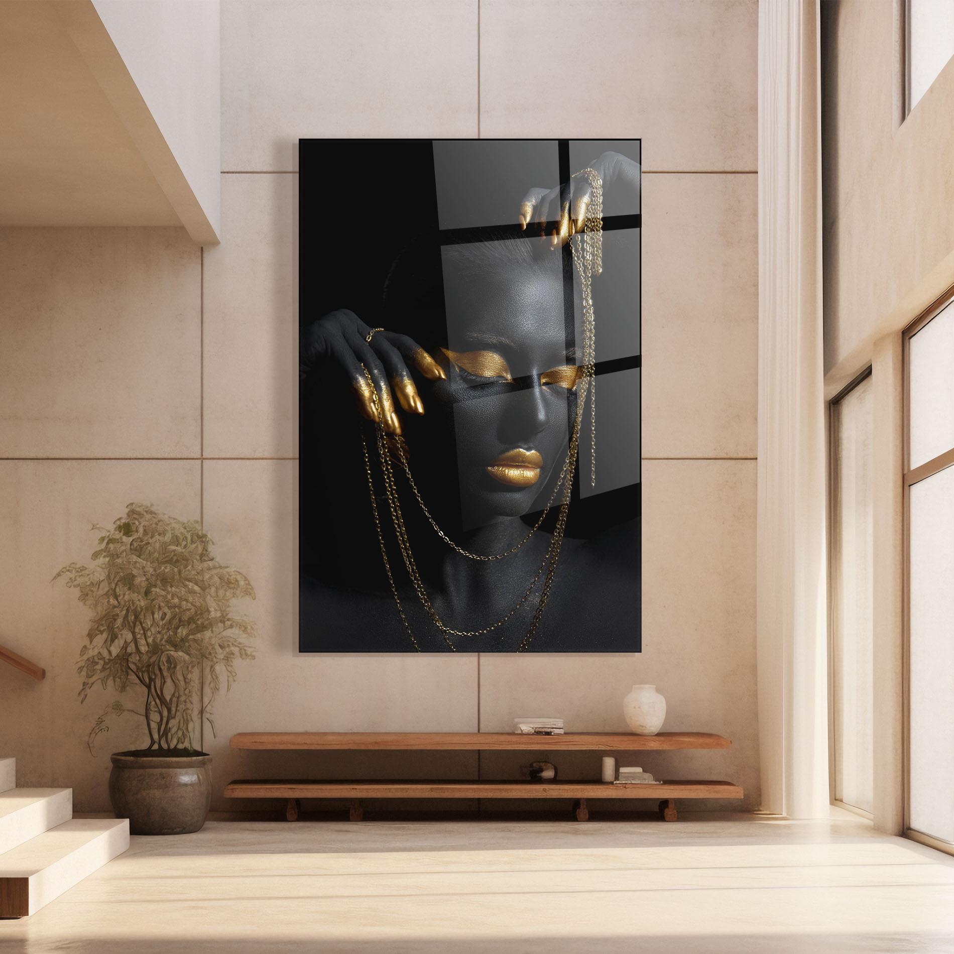 Glasbild Gold Black Skin mockup 8