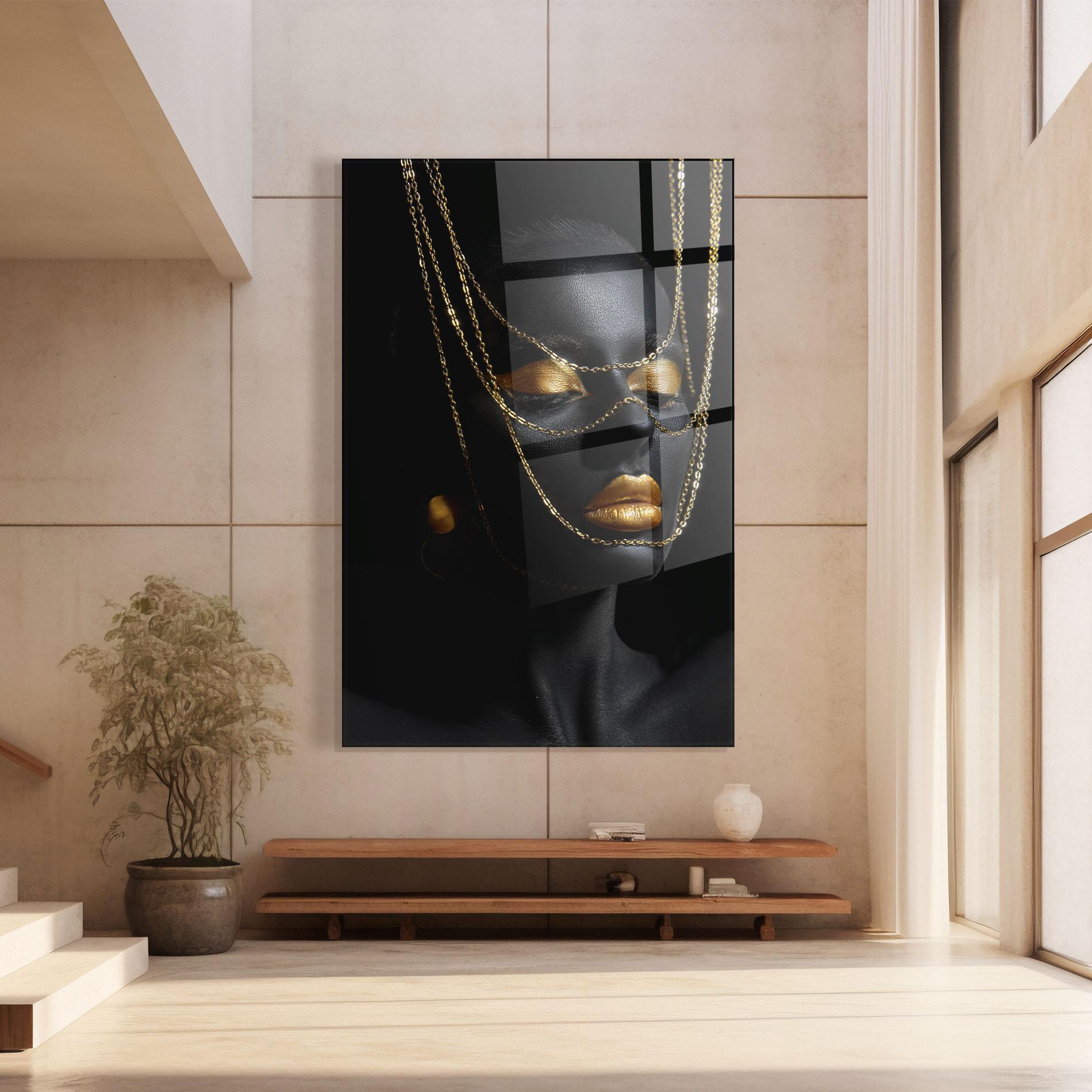 Glasbild Gold Chain Girl mockup 8