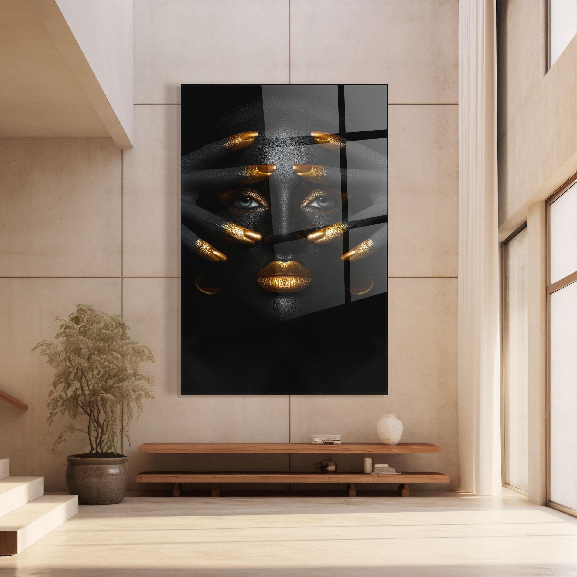 Glasbild Gold Fingertips Art mockup 8