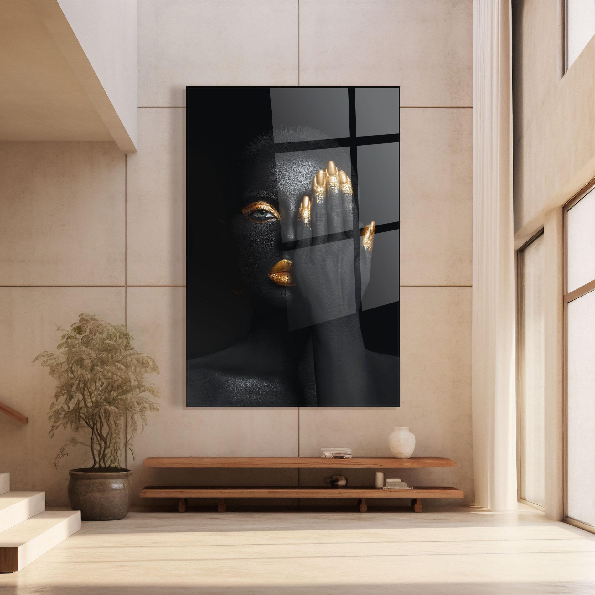 Glasbild Gold Makeup Chain mockup 8