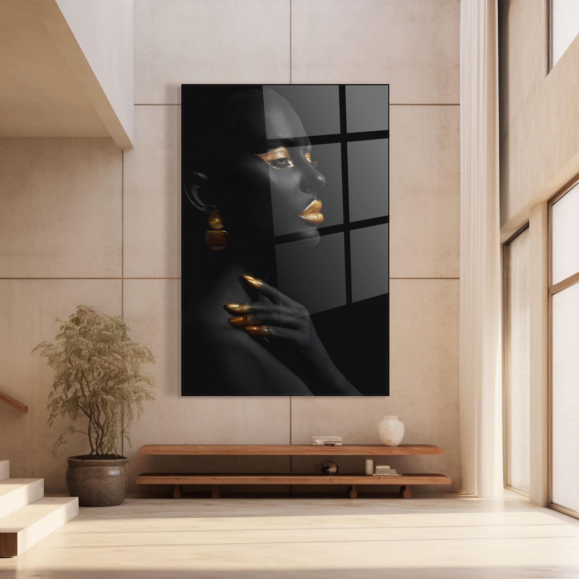 Glasbild Lips Gold Eyelids mockup 8