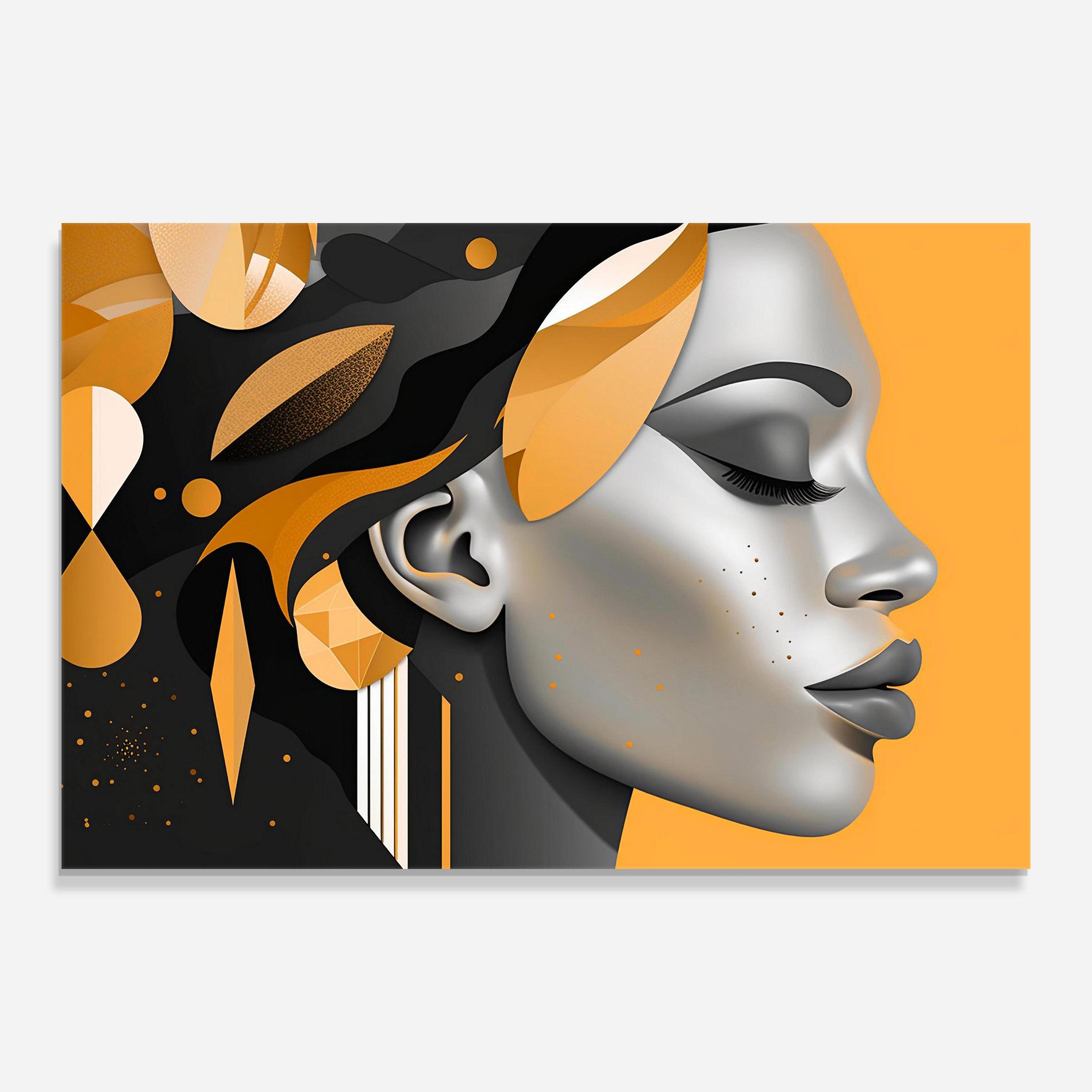 Glasbild Dreamy Grey Woman mockup 0