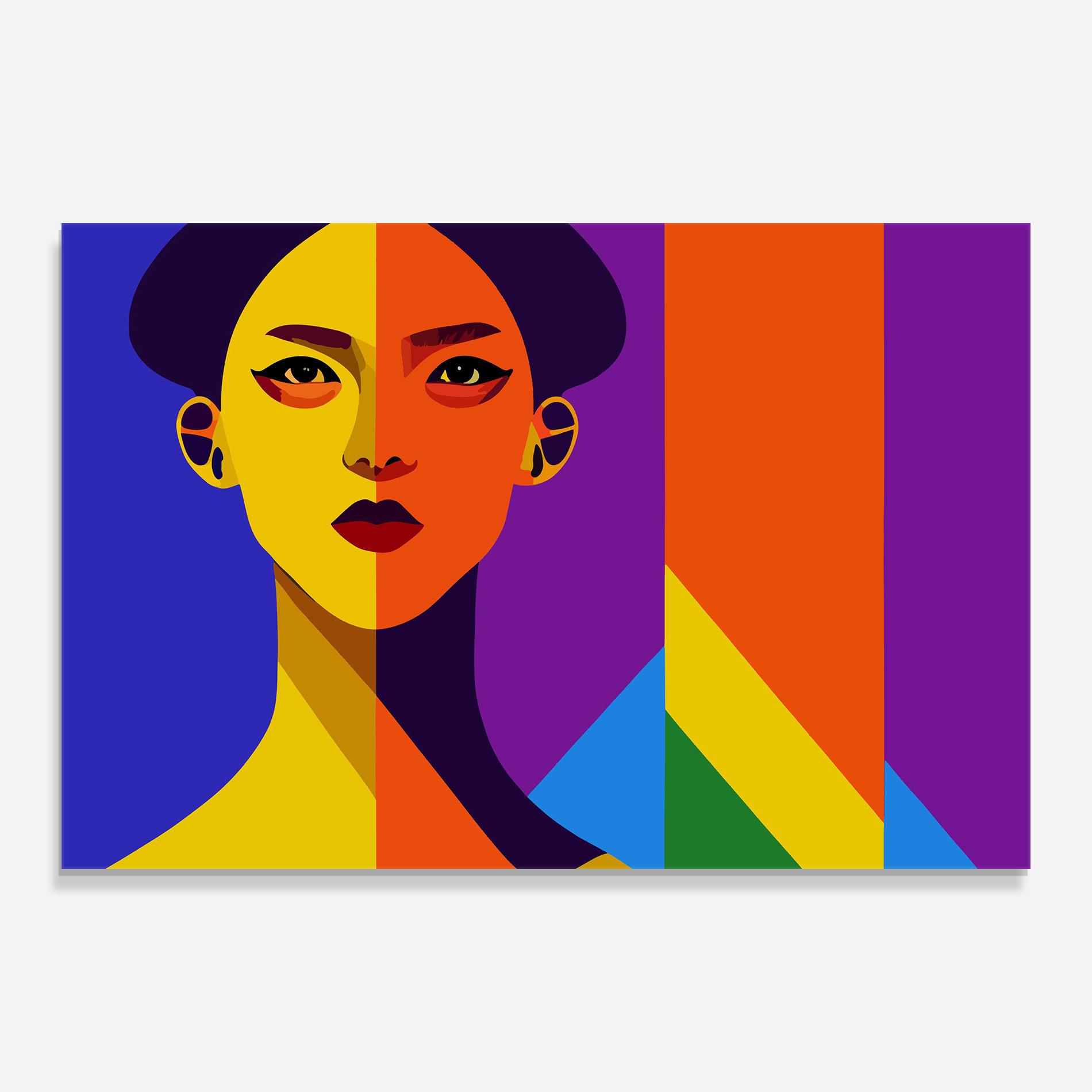 Glasbild Yellow Orange Face mockup 0