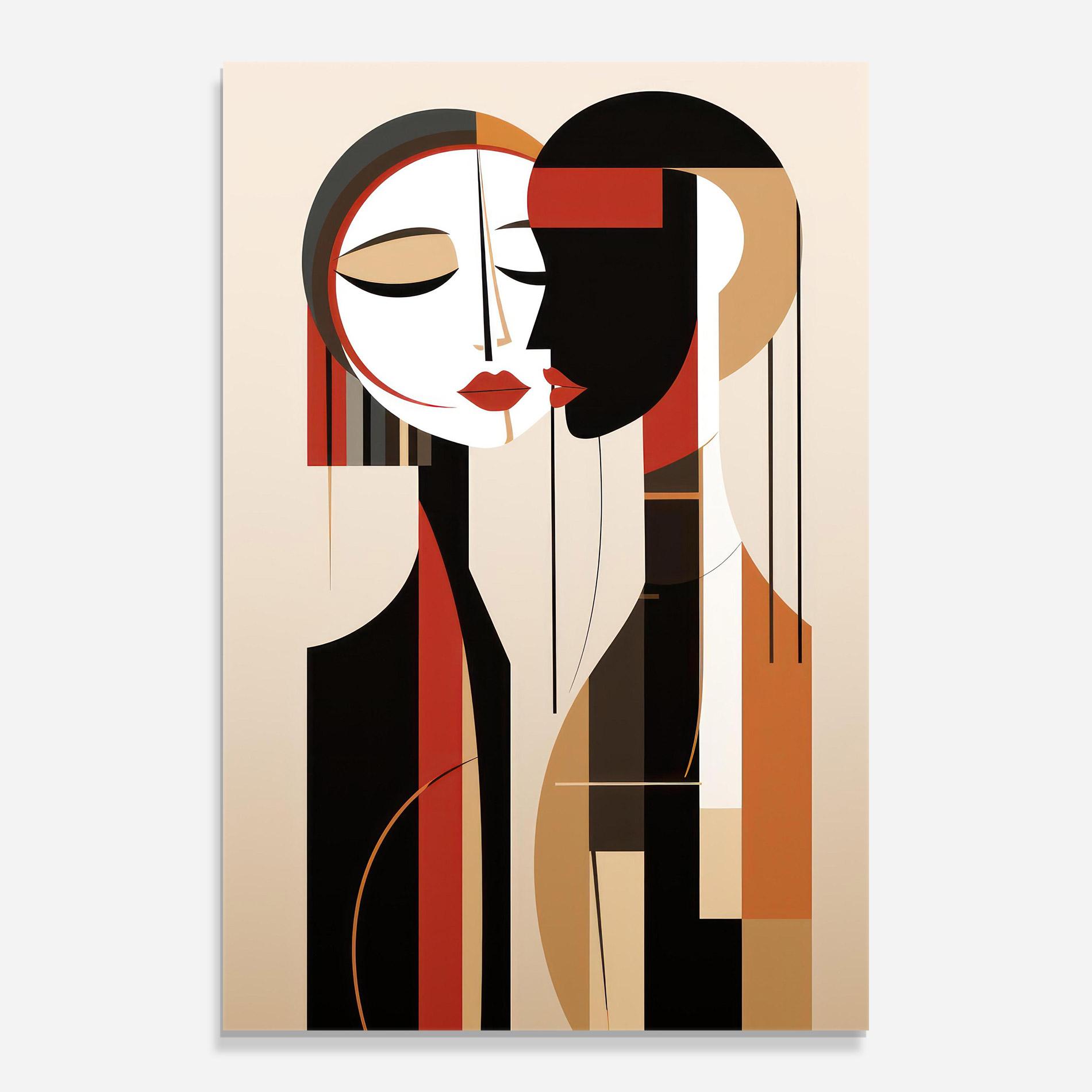 Glasbild Abstract Couple Kissing mockup 0