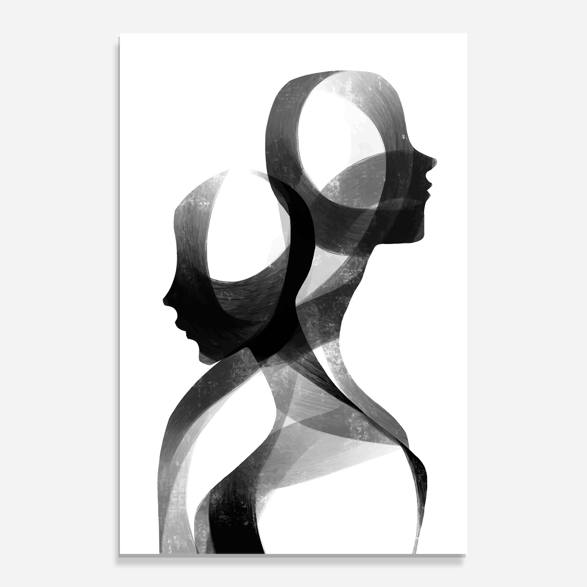 Glasbild Abstract Grey Couple mockup 0