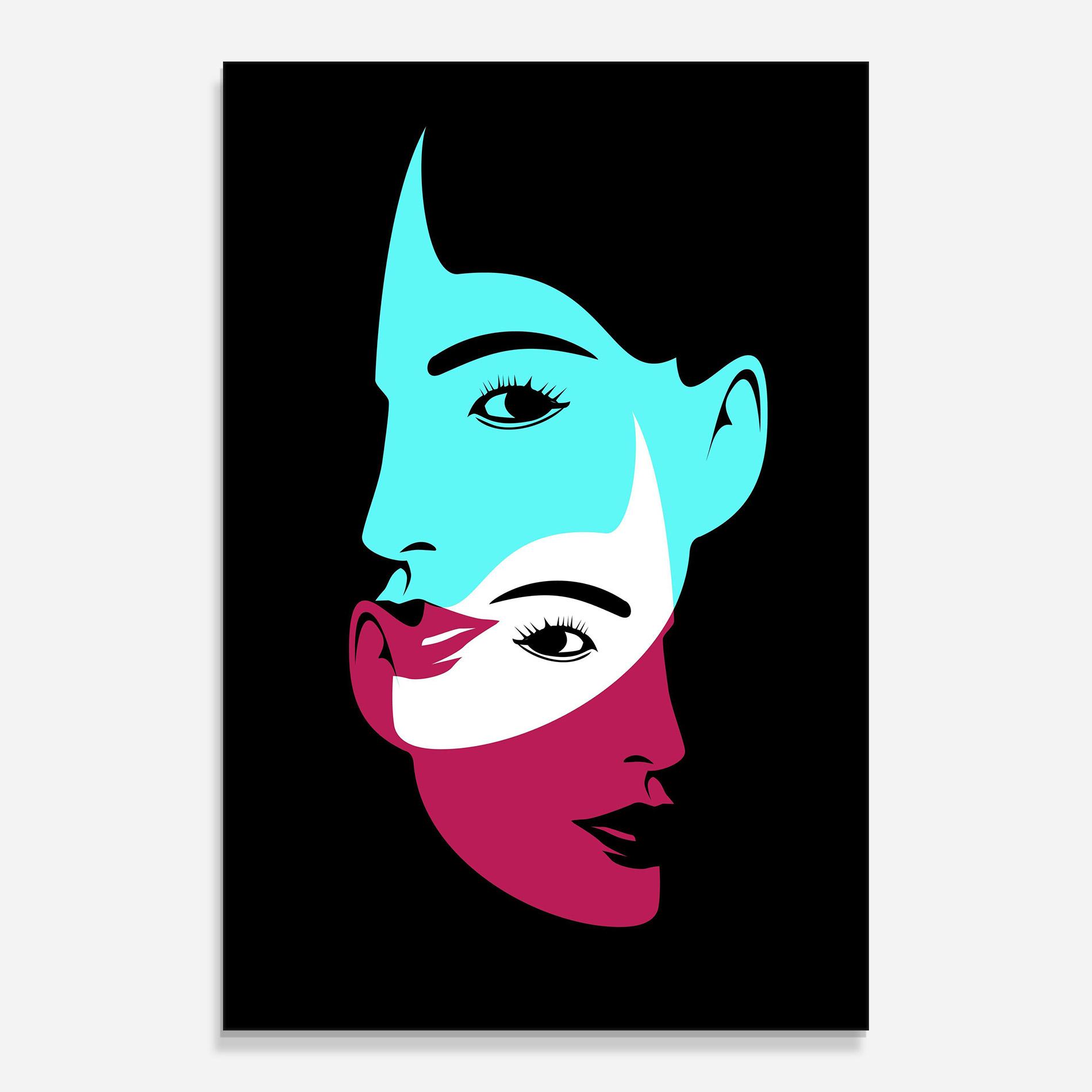 Glasbild Blue Pink Women mockup 0