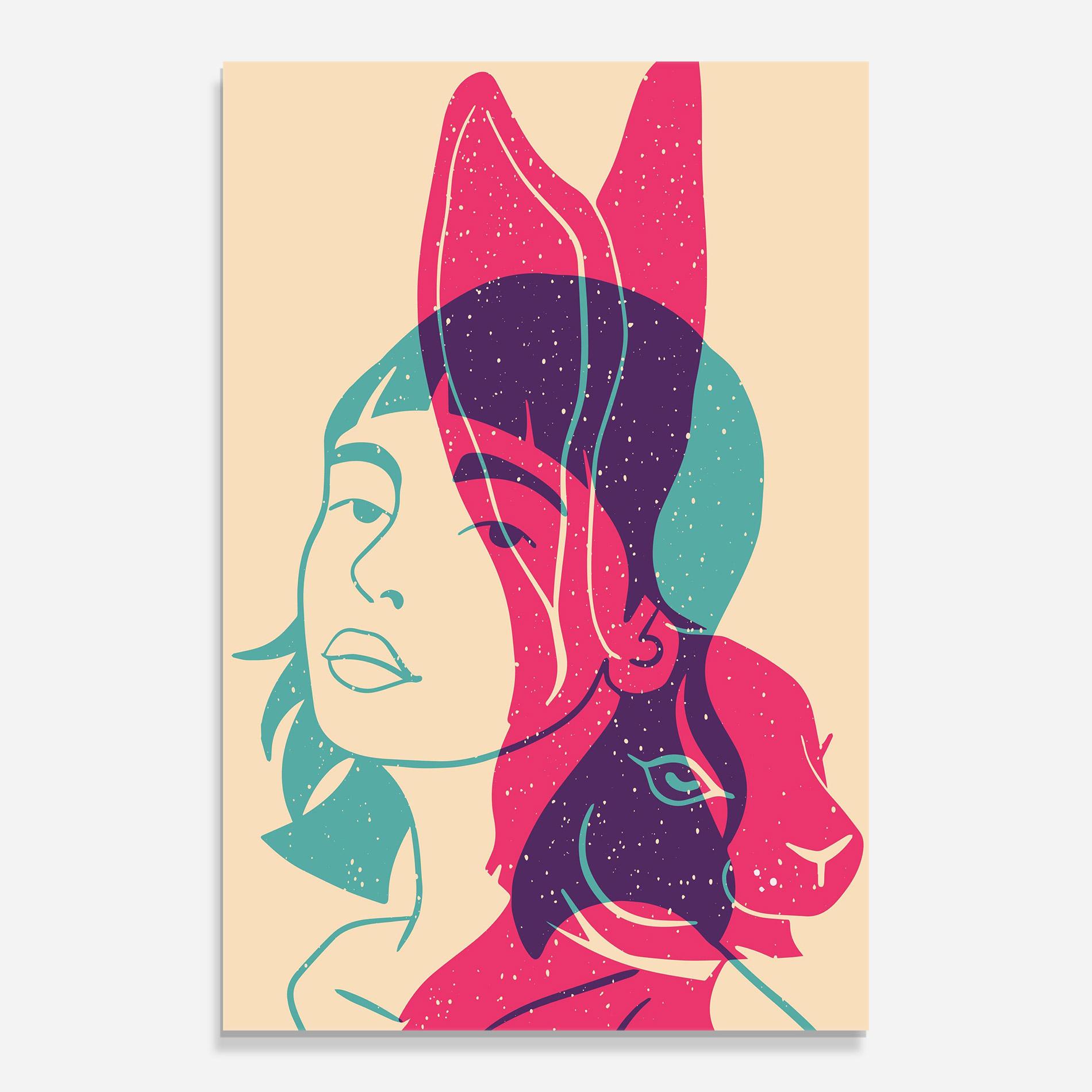 Glasbild Girl Rabbit mockup 0