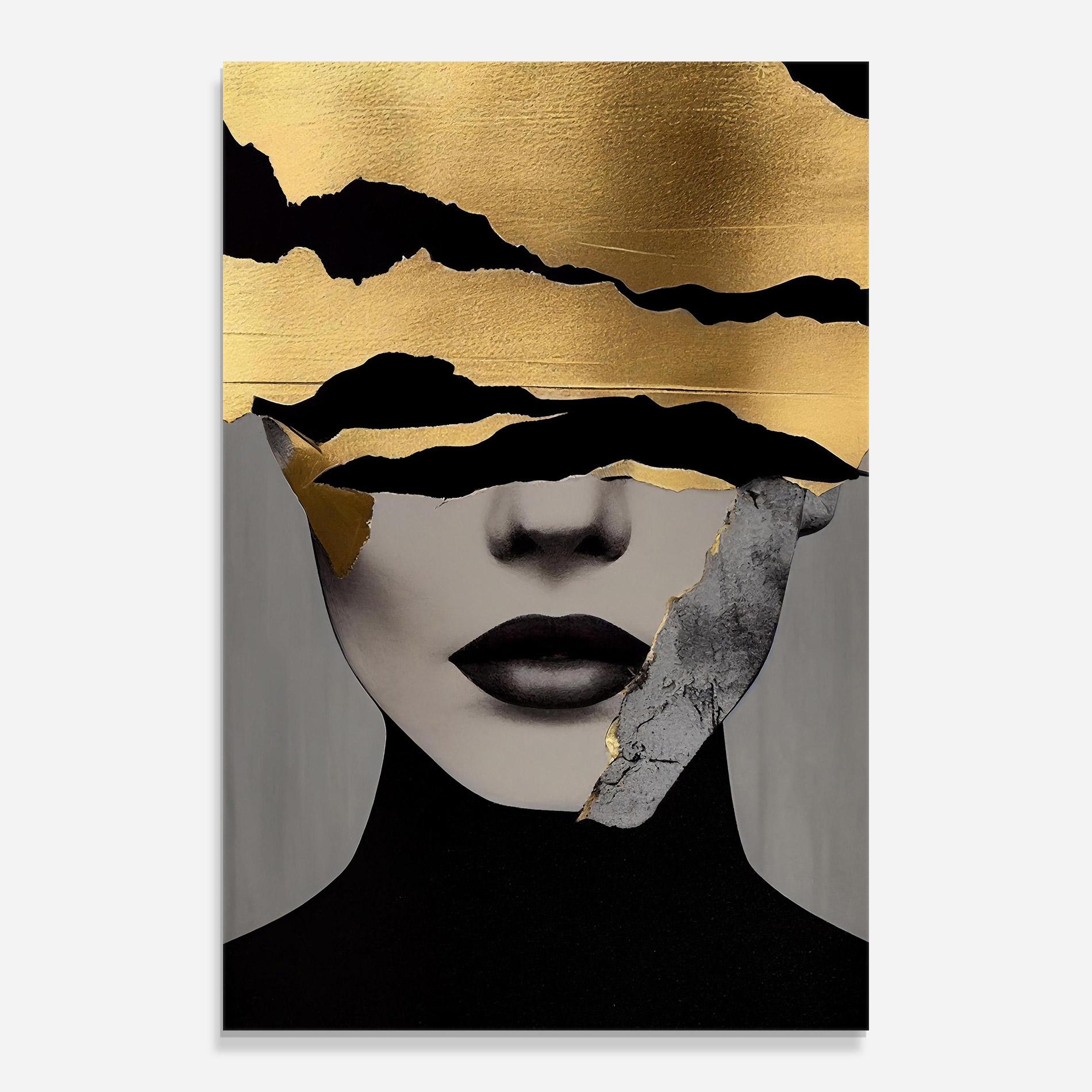 Glasbild Modern Golden Paint mockup 0