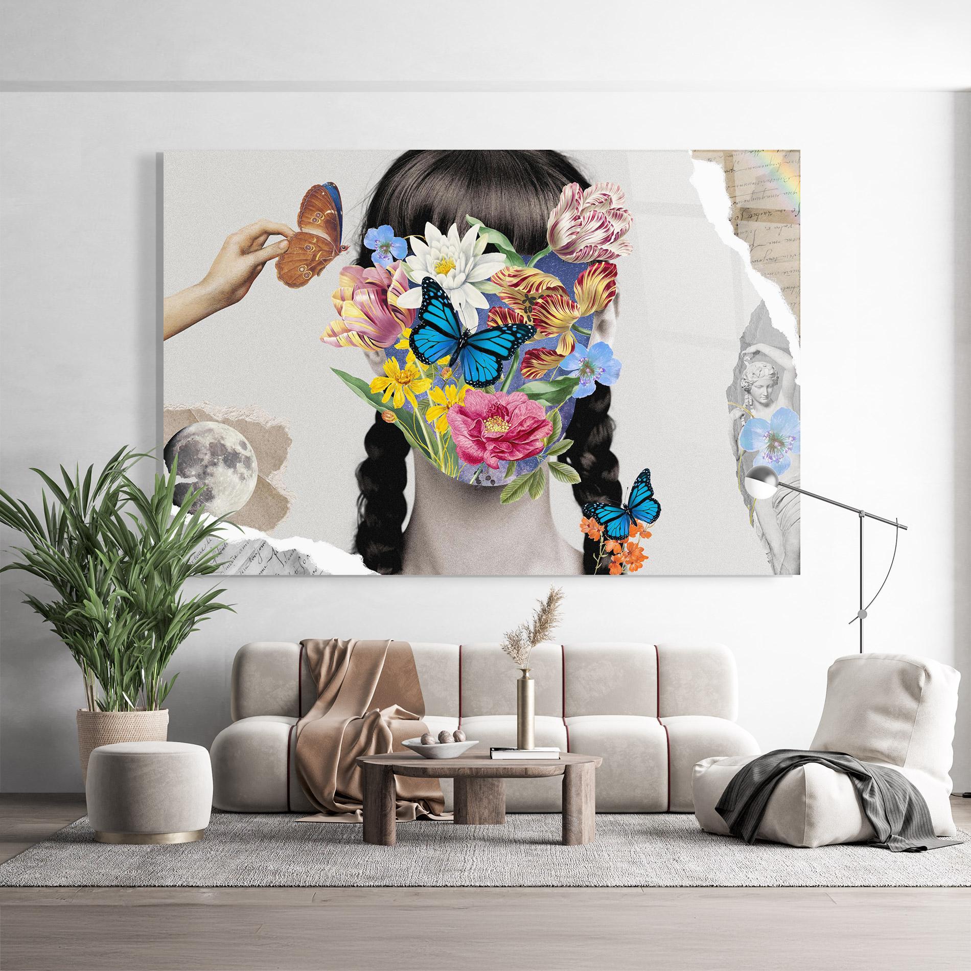 Glasbild Abstract Flower Face mockup 9