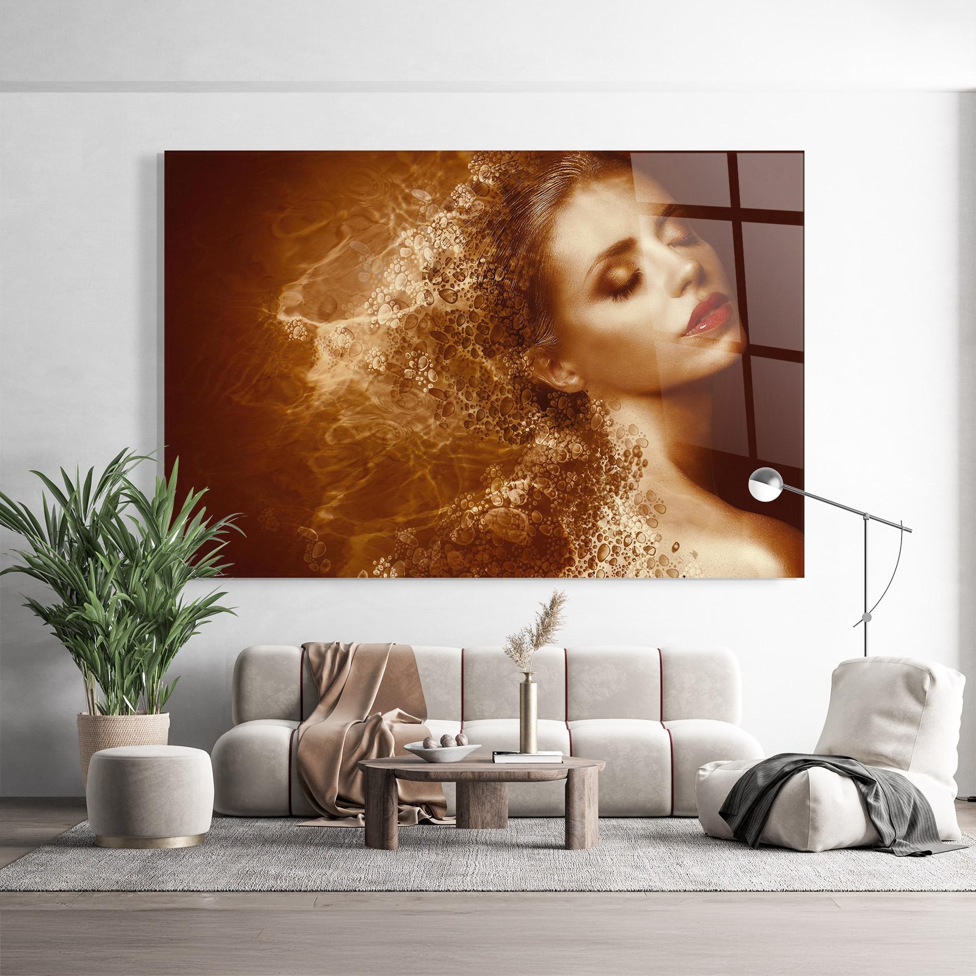 Glasbild Golden Beauty mockup 9