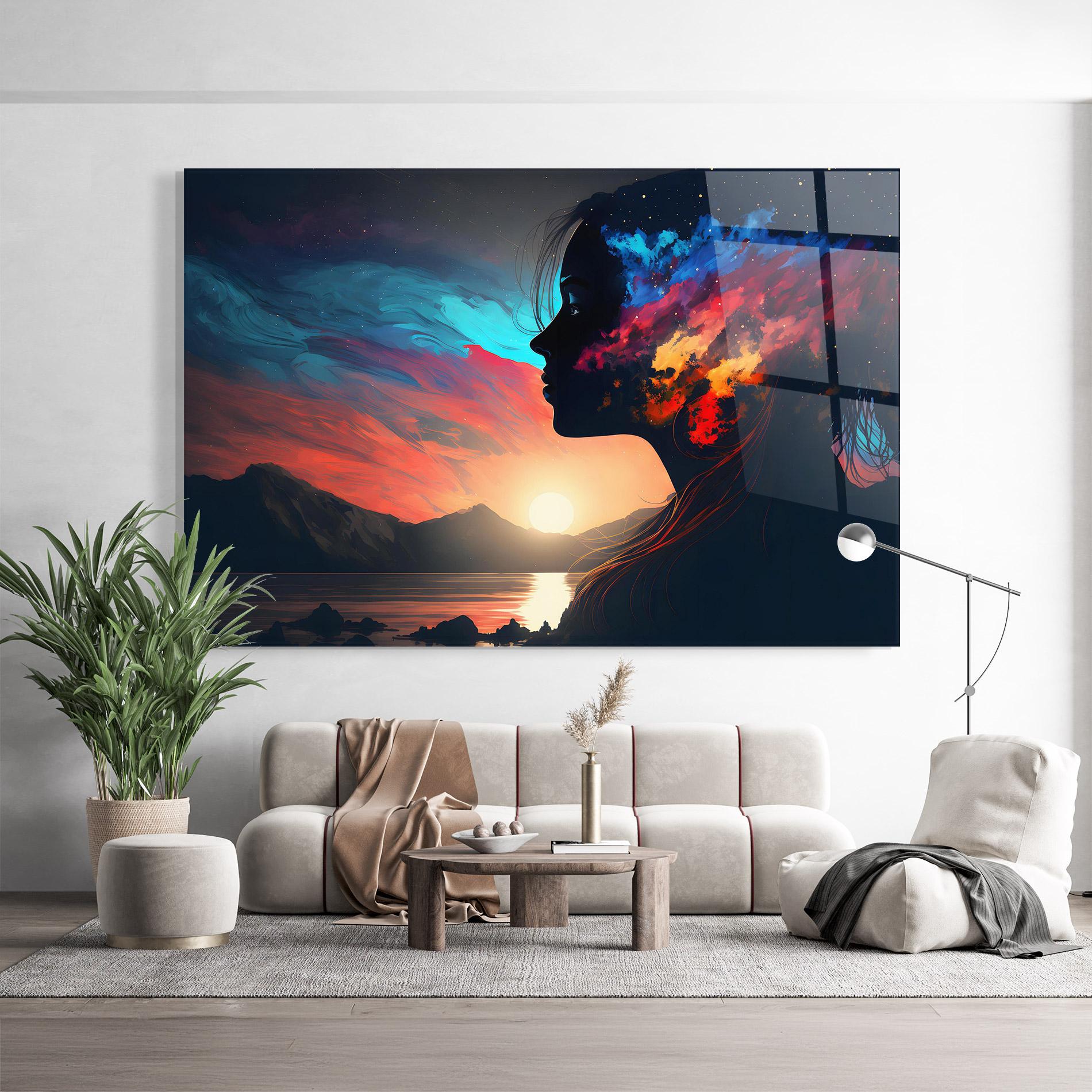 Glasbild Mystical Woman Silhouette mockup 9