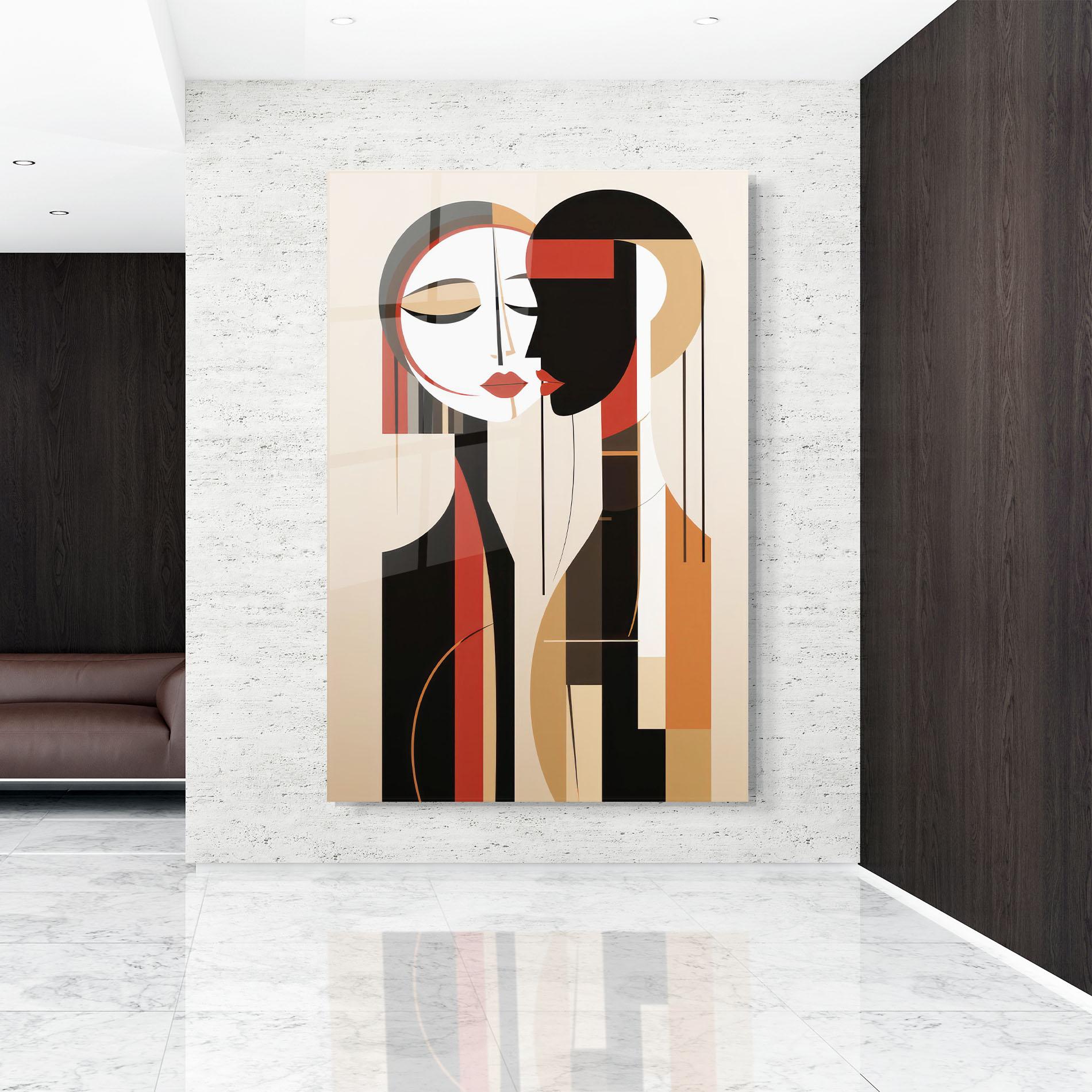 Glasbild Abstract Couple Kissing mockup 9
