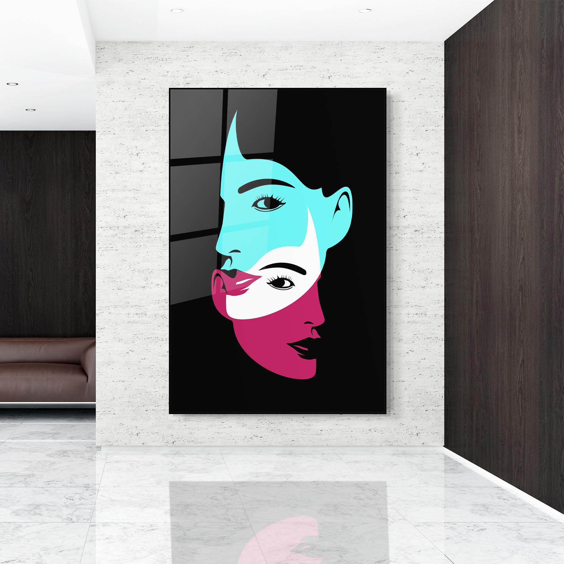 Glasbild Blue Pink Women mockup 9