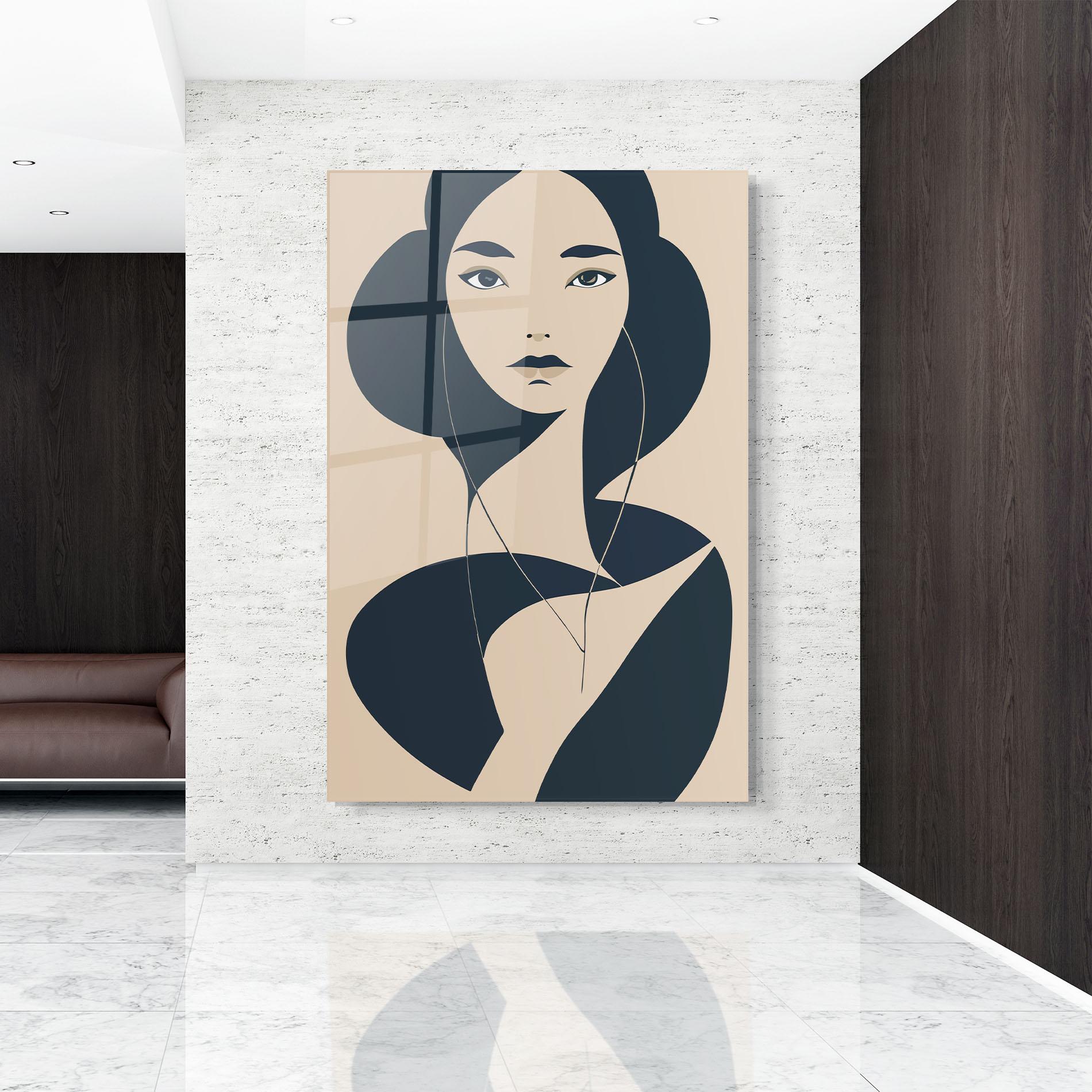 Glasbild Cream Blue Woman mockup 9