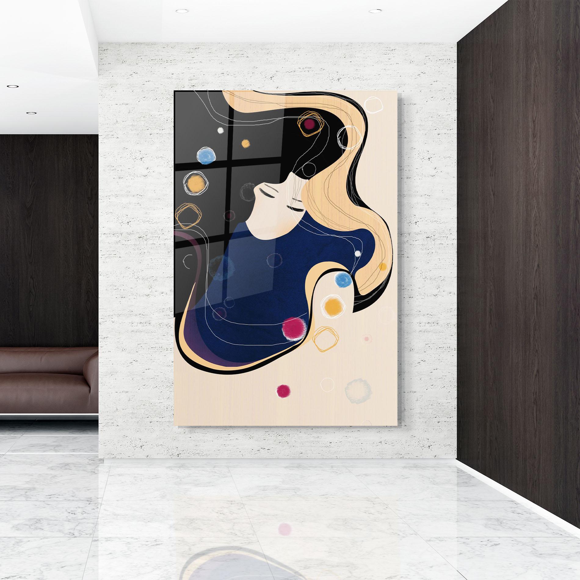 Glasbild Decorative Girl Painting mockup 9