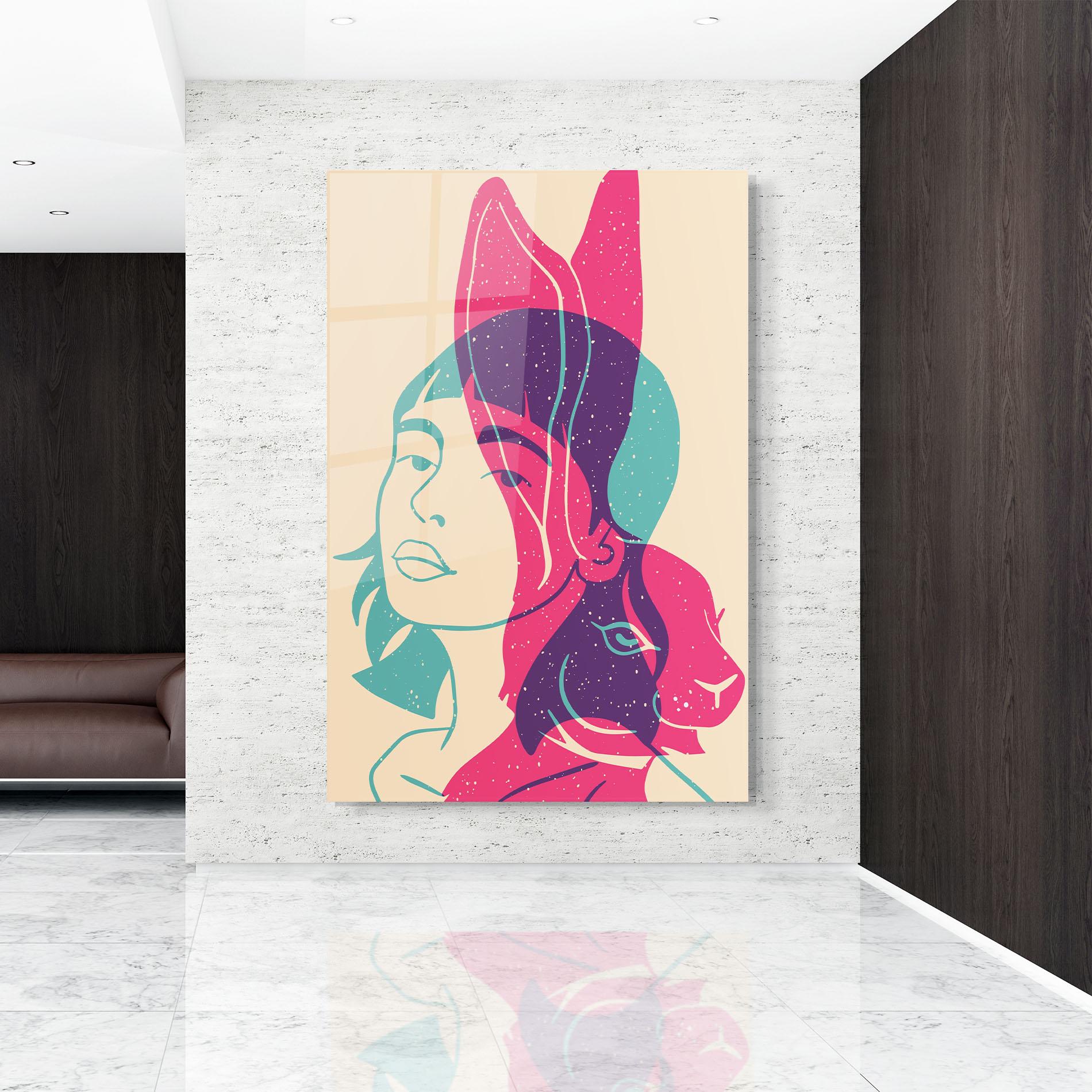 Glasbild Girl Rabbit mockup 9