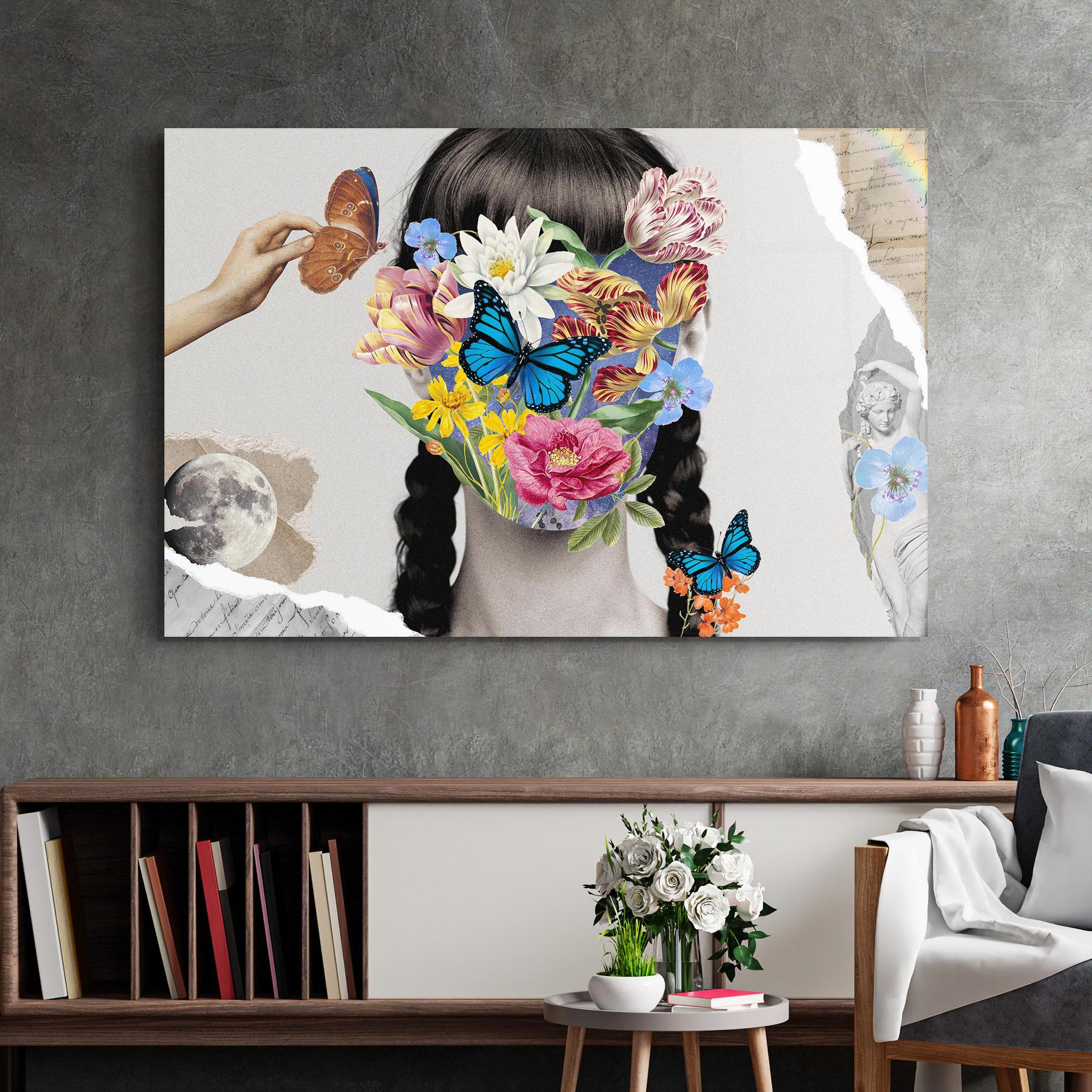 Glasbild Abstract Flower Face mockup 2