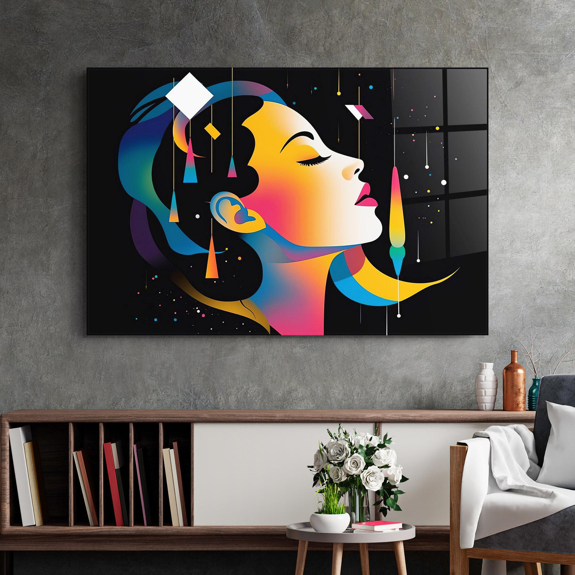 Glasbild Dreamy Night Female mockup 2