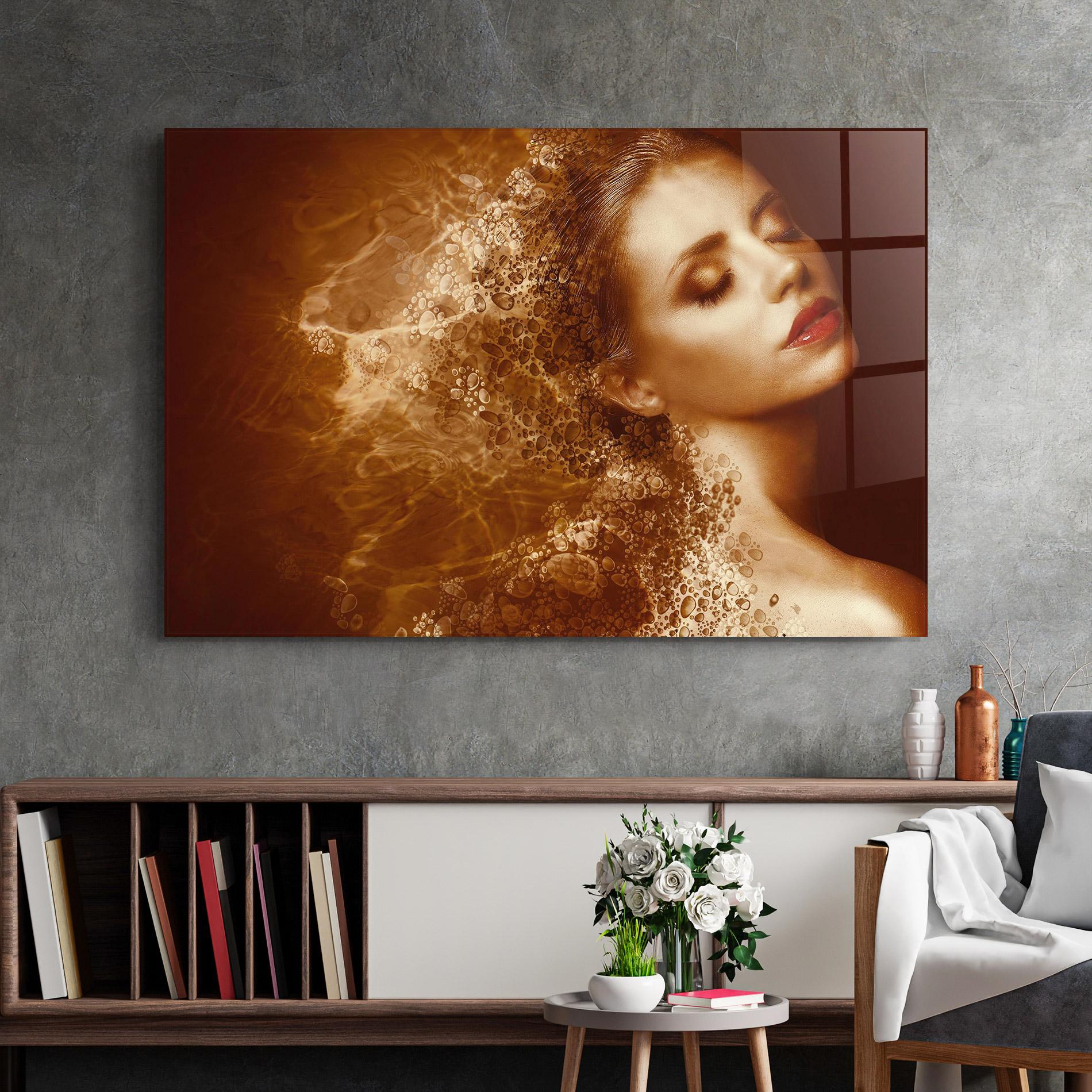 Glasbild Golden Beauty mockup 2