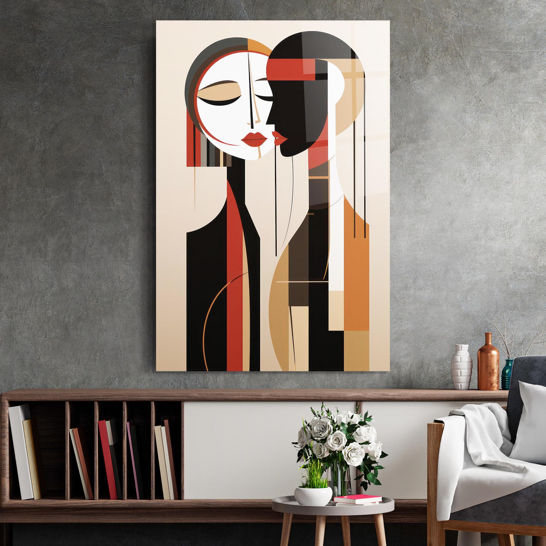 Glasbild Abstract Couple Kissing mockup 2
