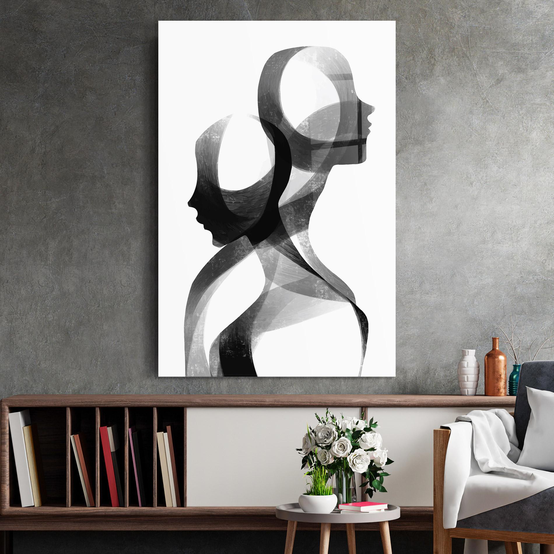 Glasbild Abstract Grey Couple mockup 2