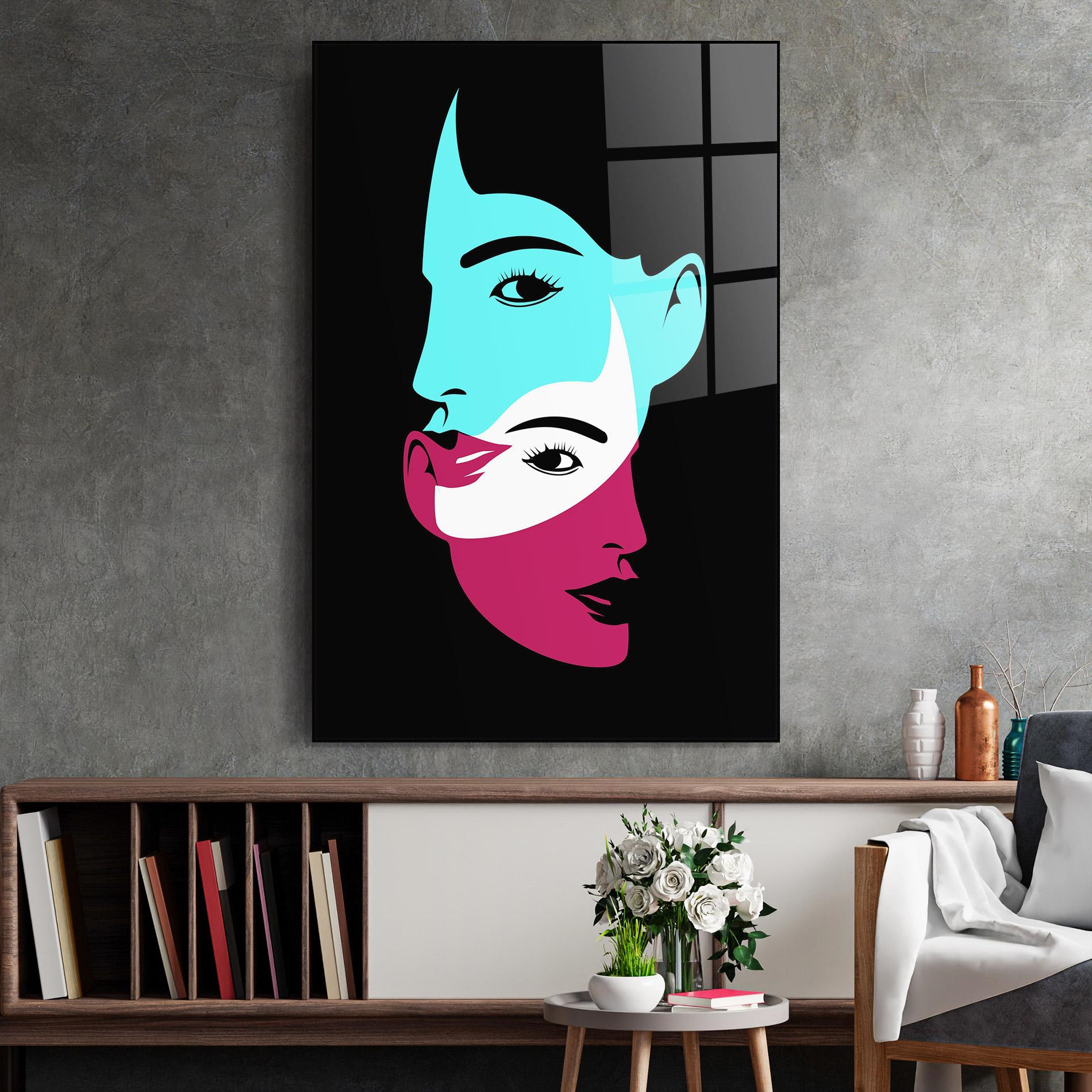 Glasbild Blue Pink Women mockup 2