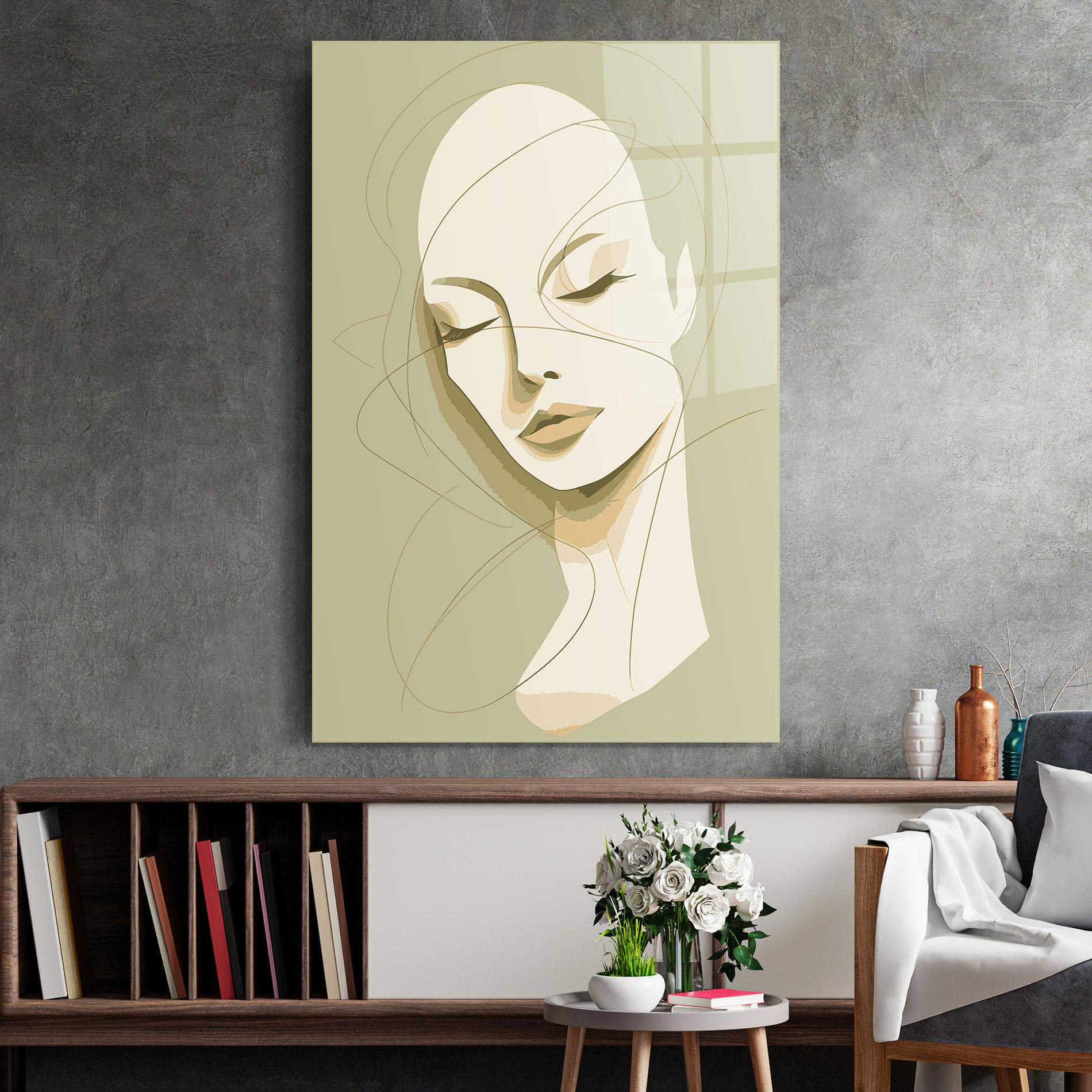 Glasbild Cream Woman Head mockup 2